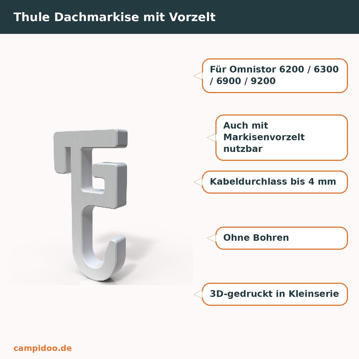 Markisenhaken für Thule Dachmarkise mit Markisenvorzelt – Eigenschaften