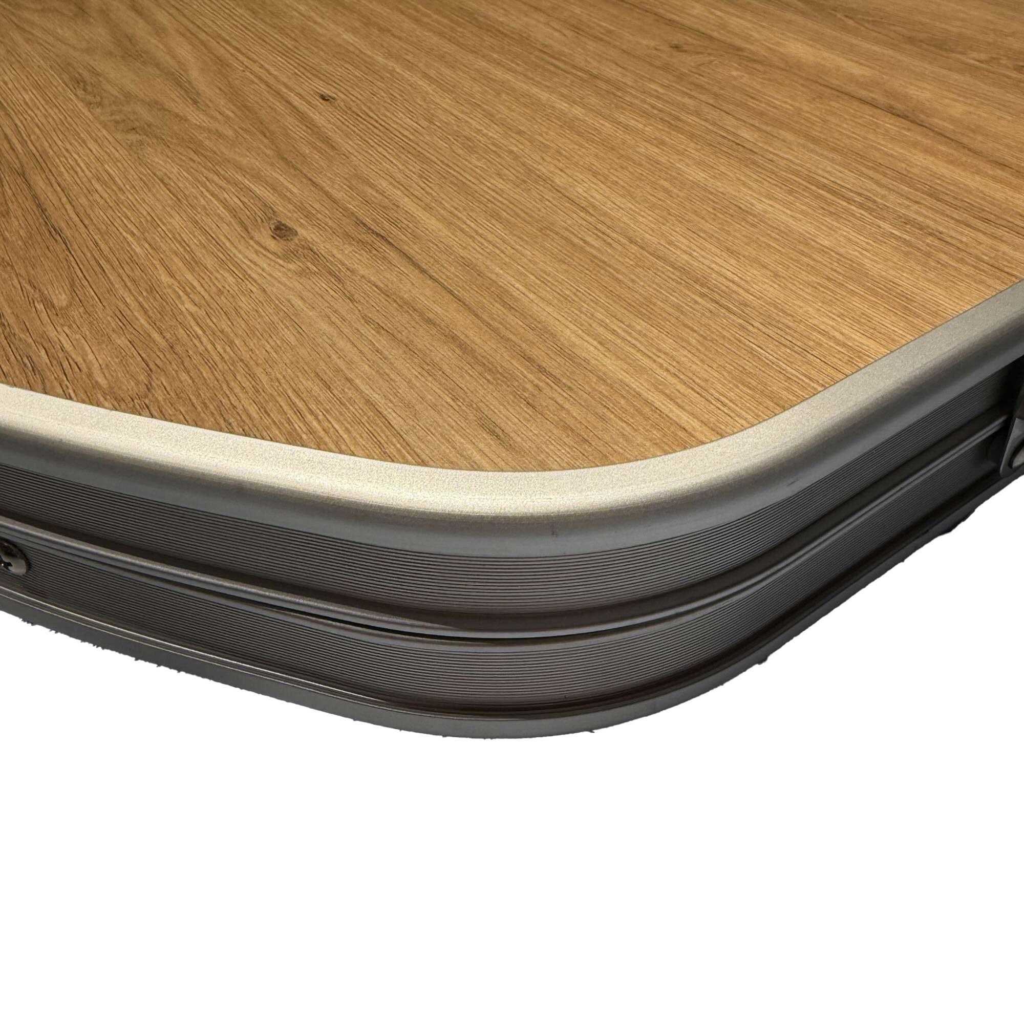 Campingtisch Oval 150x80cm mit Holz-Dekorfolierung