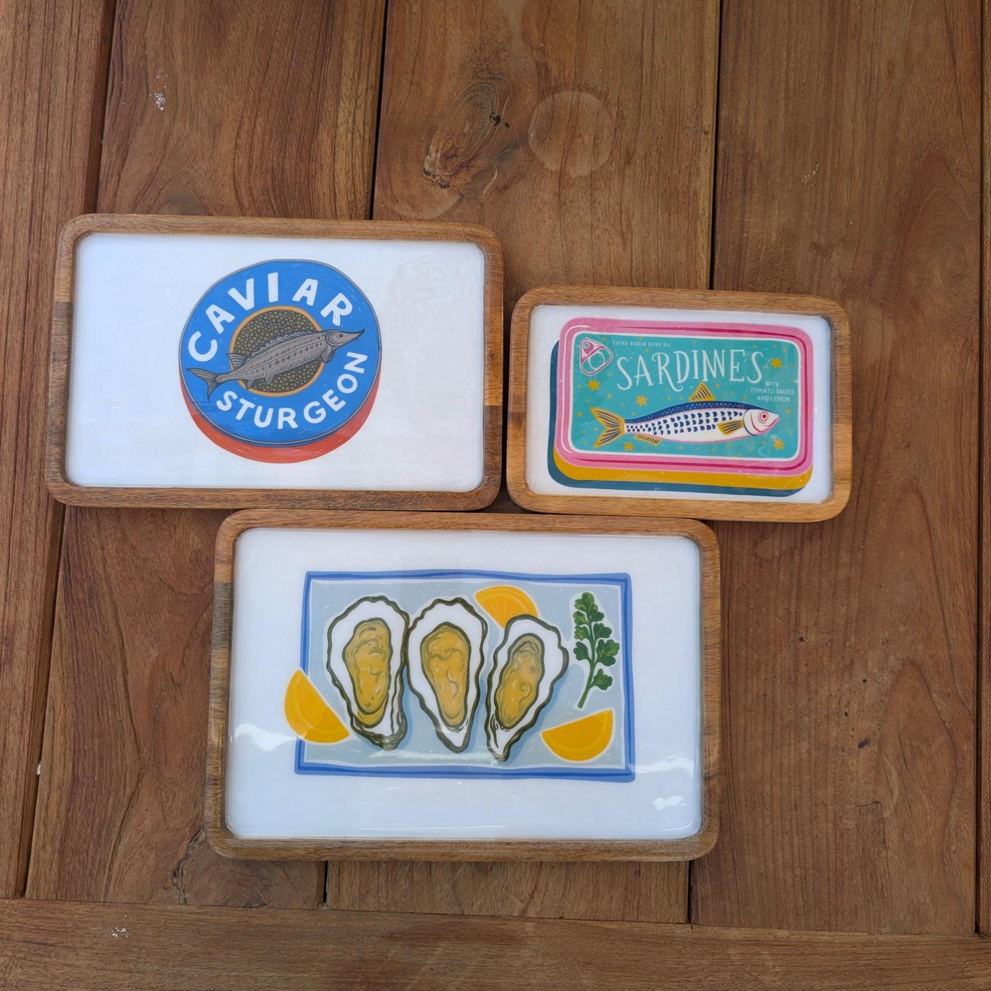 Mangoholz Tablett "Seafood"