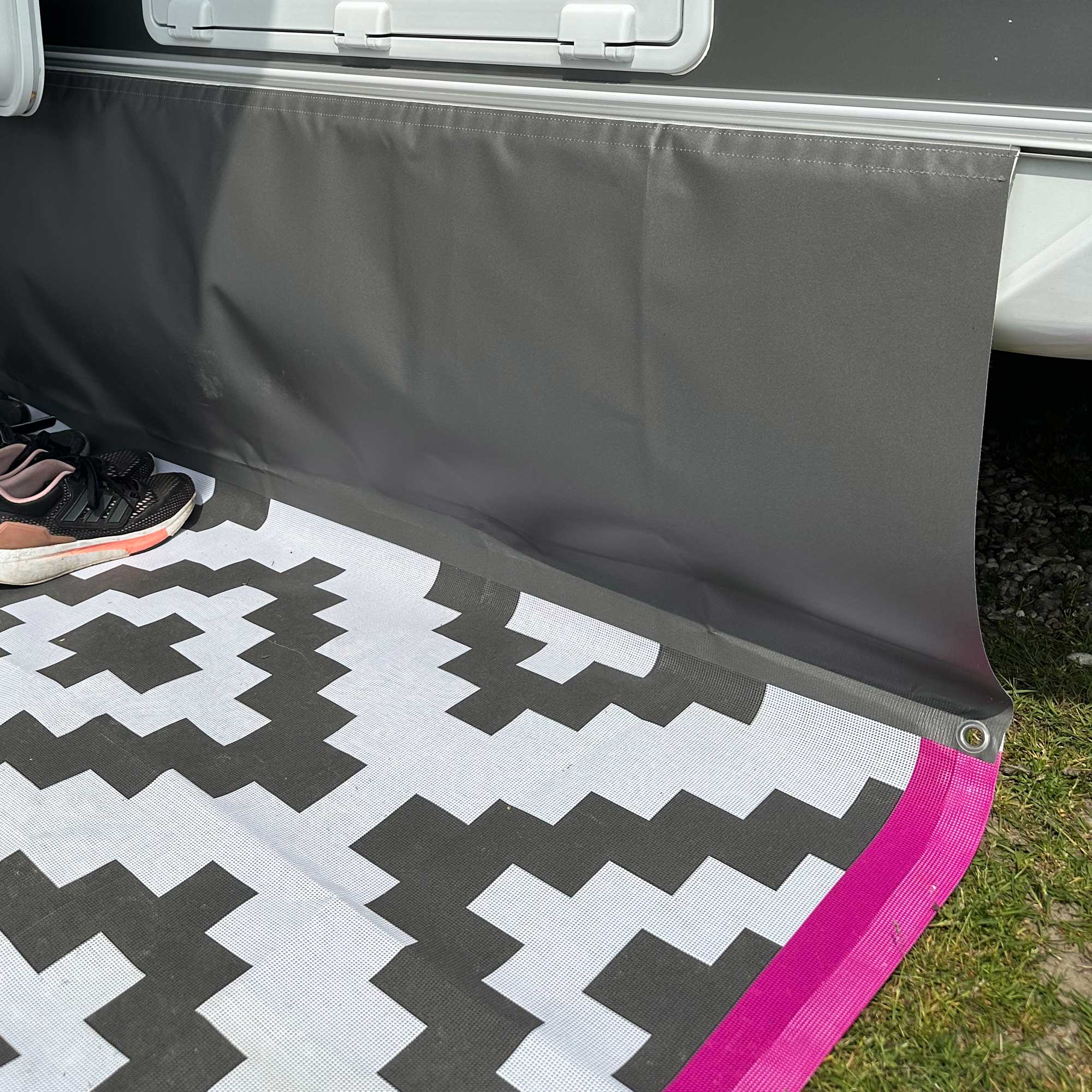 Two-piece PVC awning carpet with removable wind skirt - "Benno"