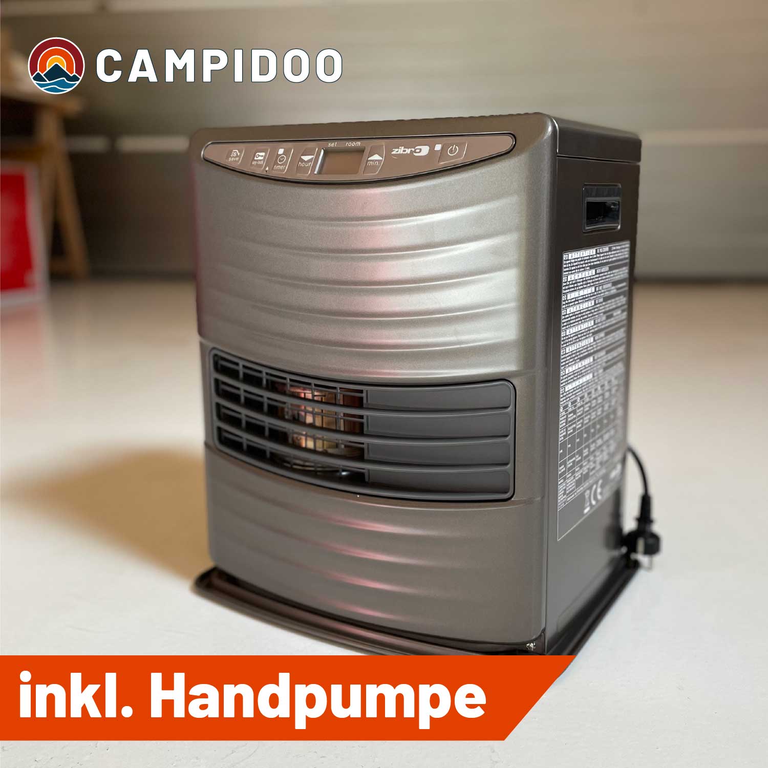 Vorzelt-Heizung Zibro LC-130 inkl. Handpumpe für kleine Vorzelte