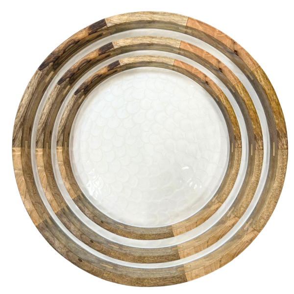 Mangoholz Tablett 3er-Set "White Pearl" ab Oktober 2026