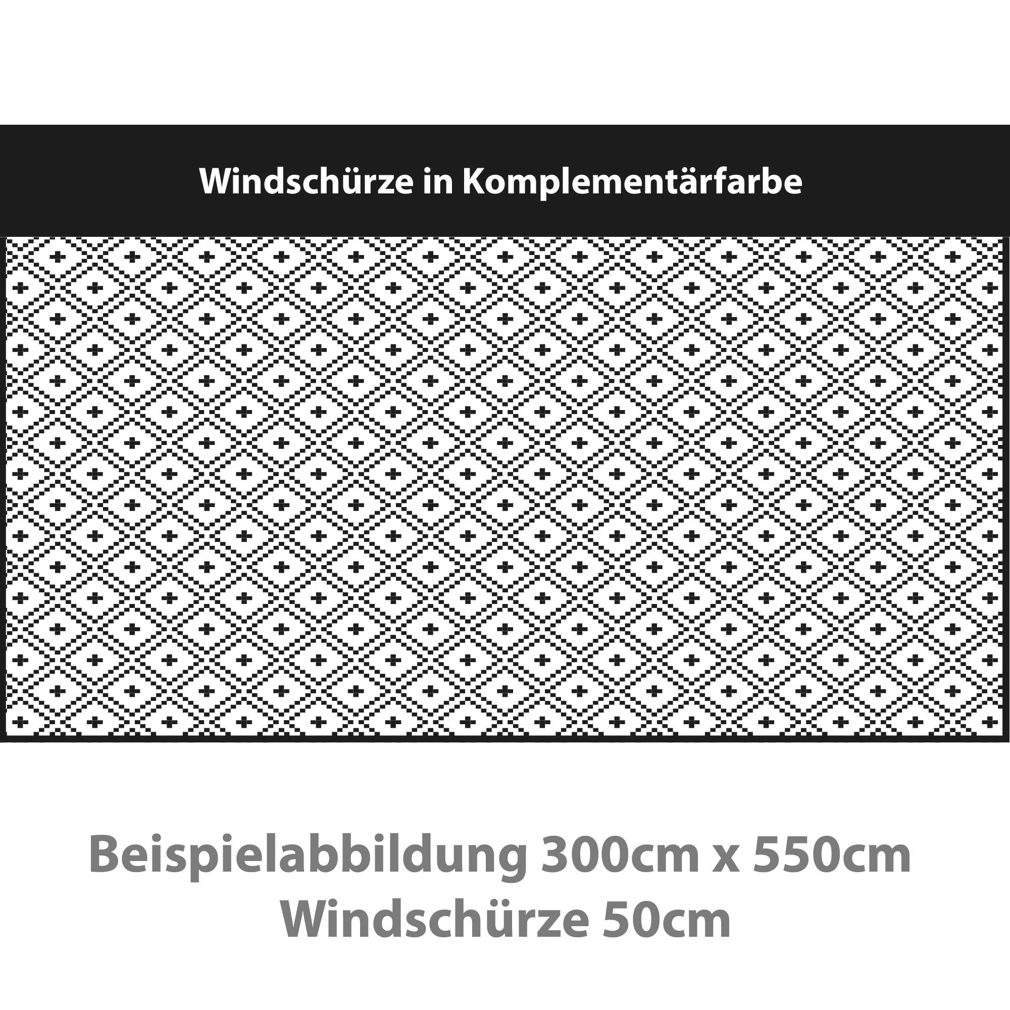 Zweiteiliger PVC Vorzeltteppich mit abnehmbarer Windschürze - "Raute Schwarz Weiss"