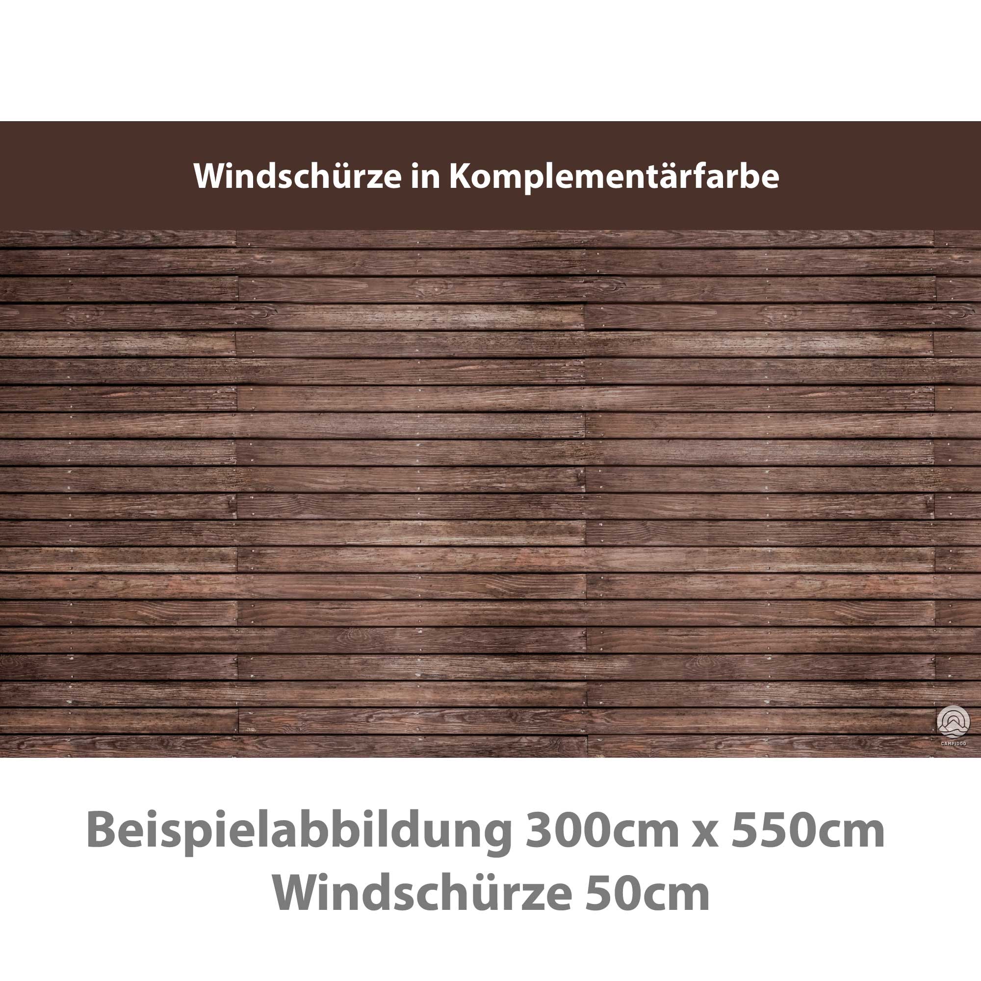 PREMIUM Vorzeltteppich mit abnehmbarer Windschürze - "Vintage Holz"
