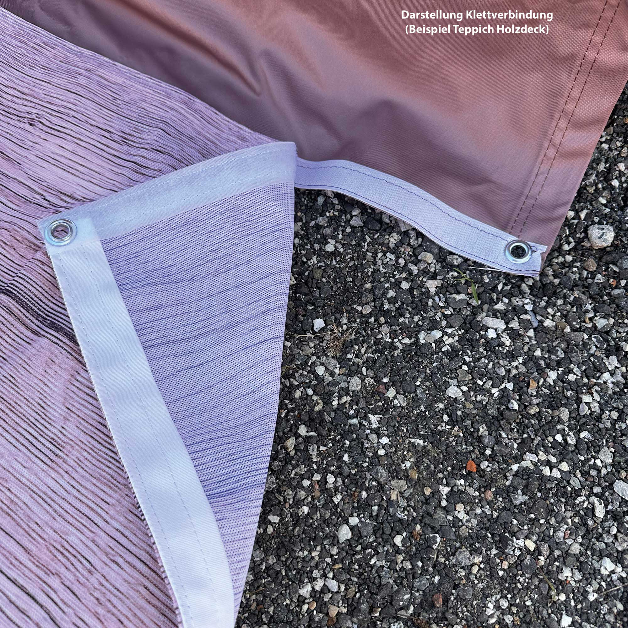PREMIUM Vorzeltteppich mit abnehmbarer Windschürze - "Karo Blau Grau"