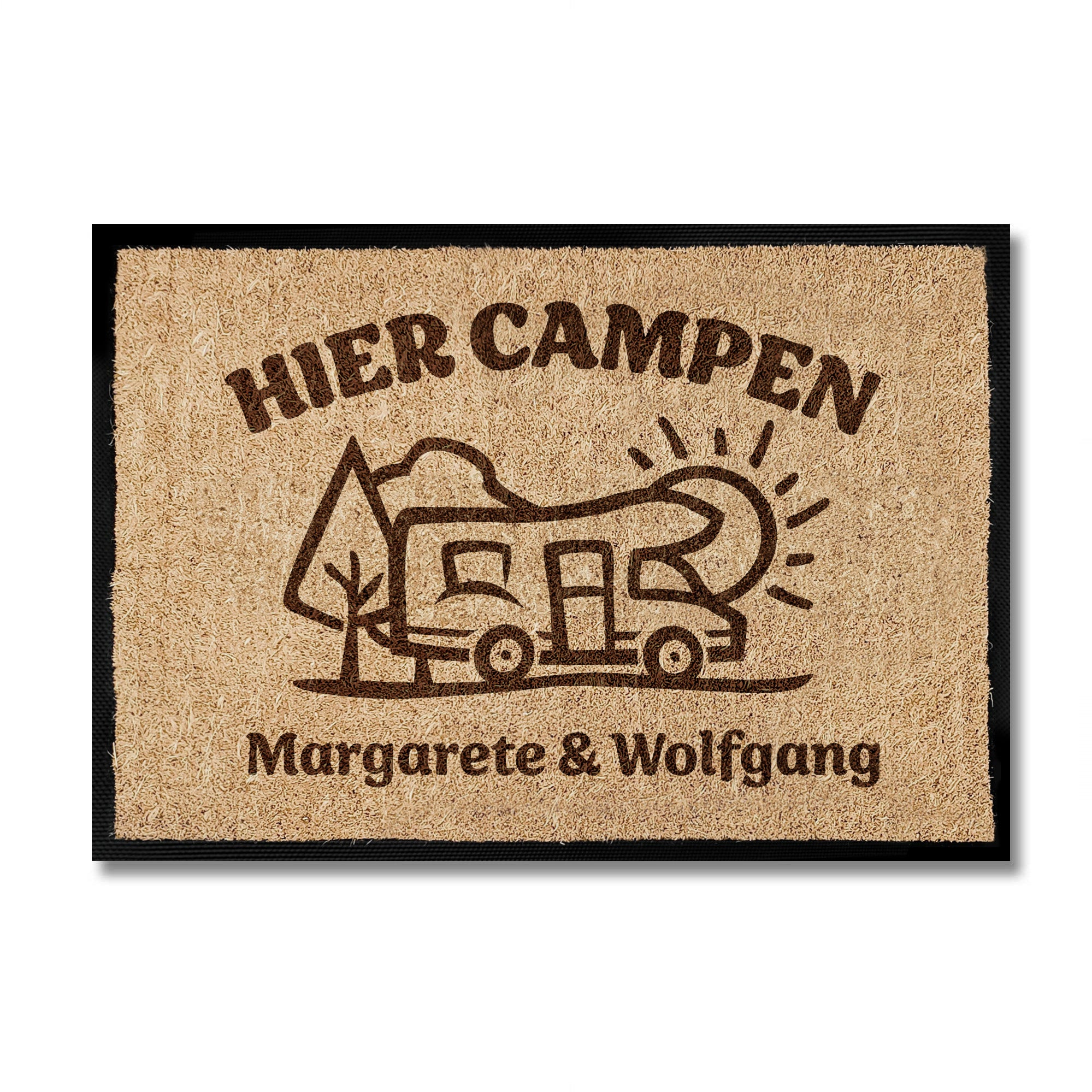 Camping Fussmatte "Hier campen... - WoMo" personalisierbar