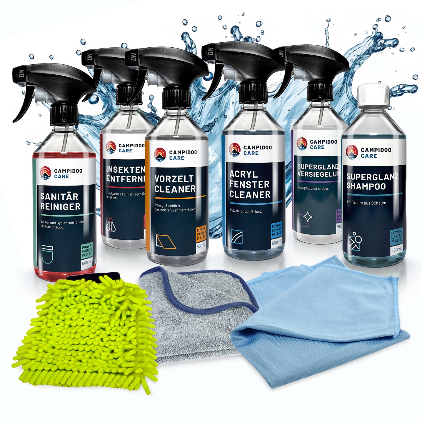 SPAR-SET: 9-teiliges Premium-Pflegeset für Camper (500ml Flaschen)