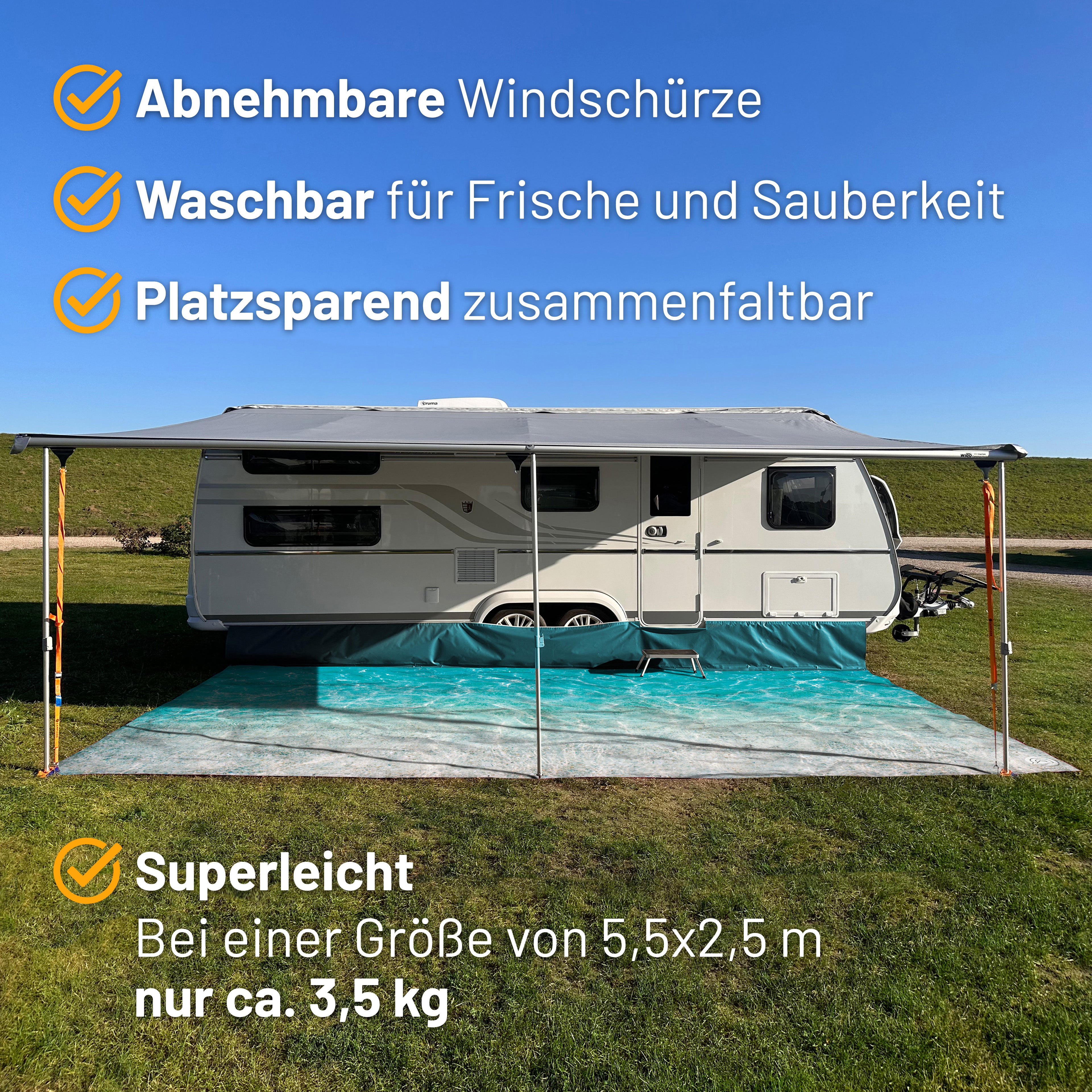 PREMIUM Vorzeltteppich mit abnehmbarer Windschürze - "Kroatien"