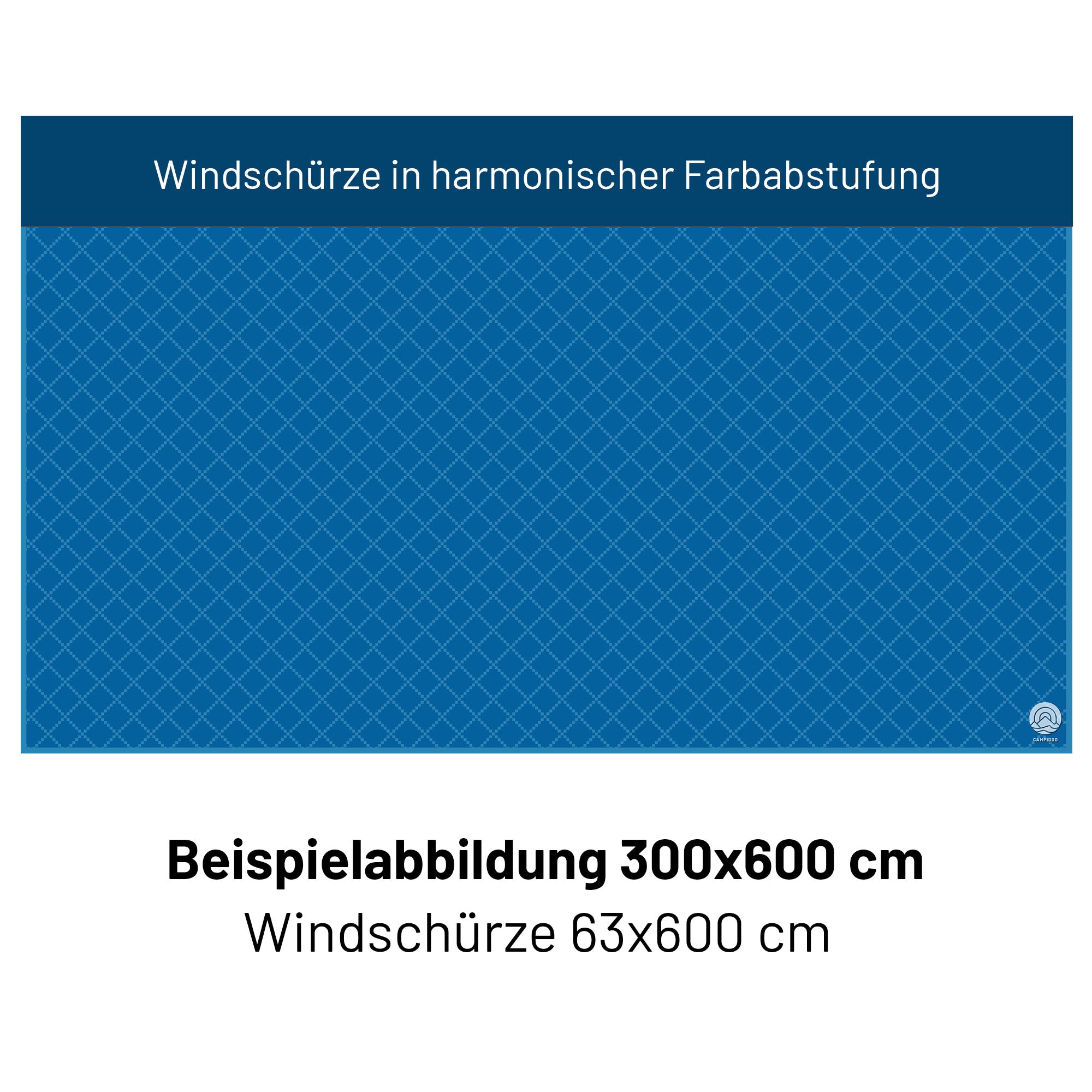 PREMIUM Vorzeltteppich mit abnehmbarer Windschürze - "Karo Blau"