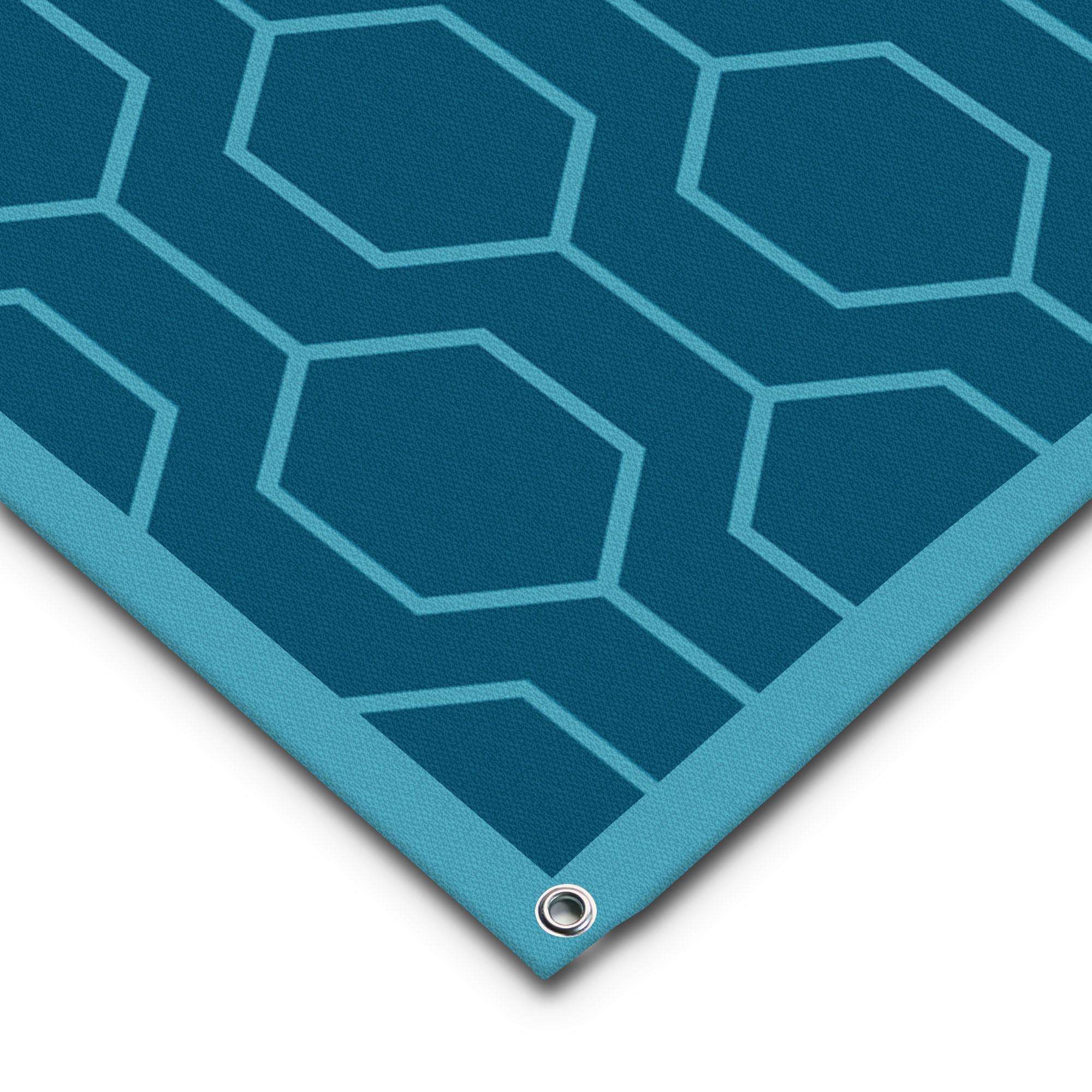 Einteiliger PVC Vorzeltteppich - "Sechseck Blau"