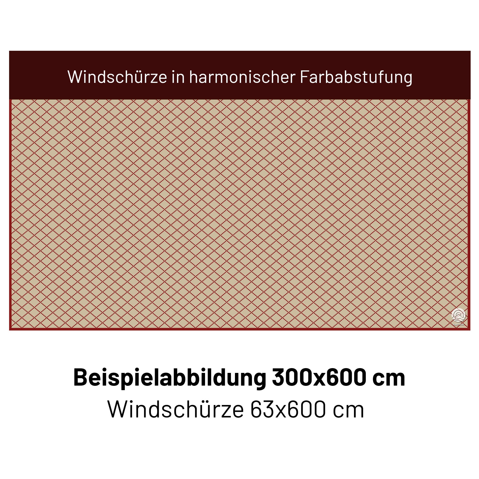 Zweiteiliger PVC Vorzeltteppich mit abnehmbarer Windschürze - "Karo Creme Rot"