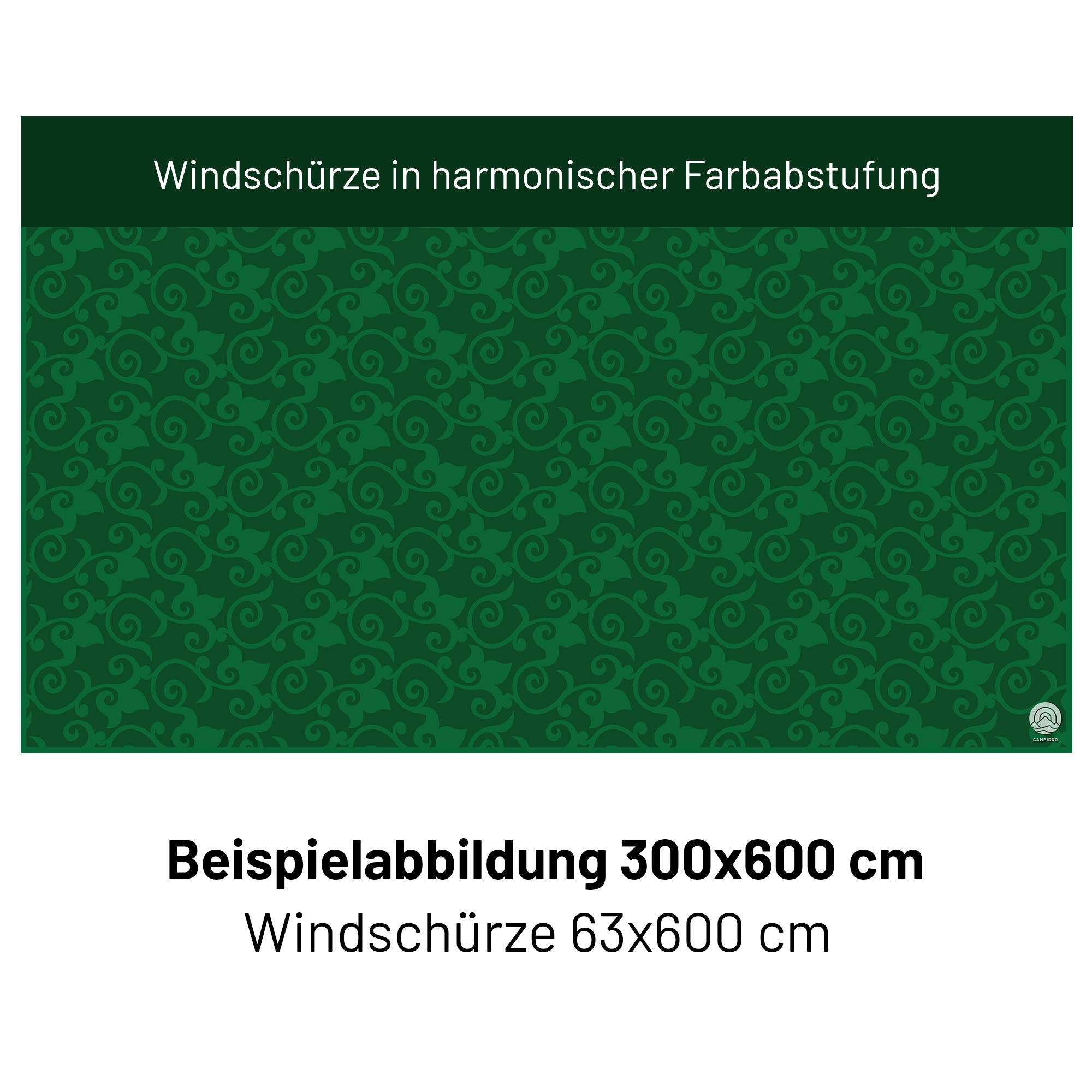 PREMIUM Vorzeltteppich mit abnehmbarer Windschürze - "Ornament Grün"