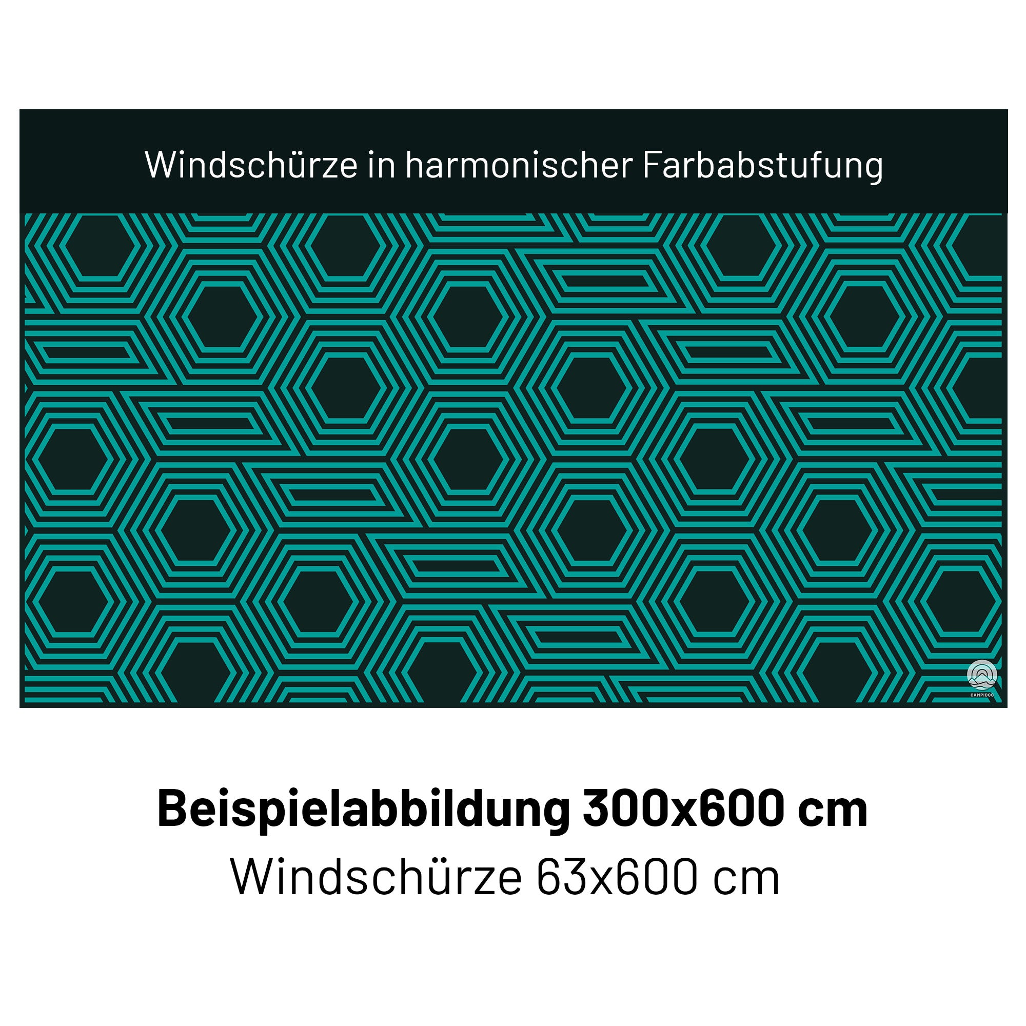 Zweiteiliger PVC Vorzeltteppich mit abnehmbarer Windschürze - "gemustertes Grün"