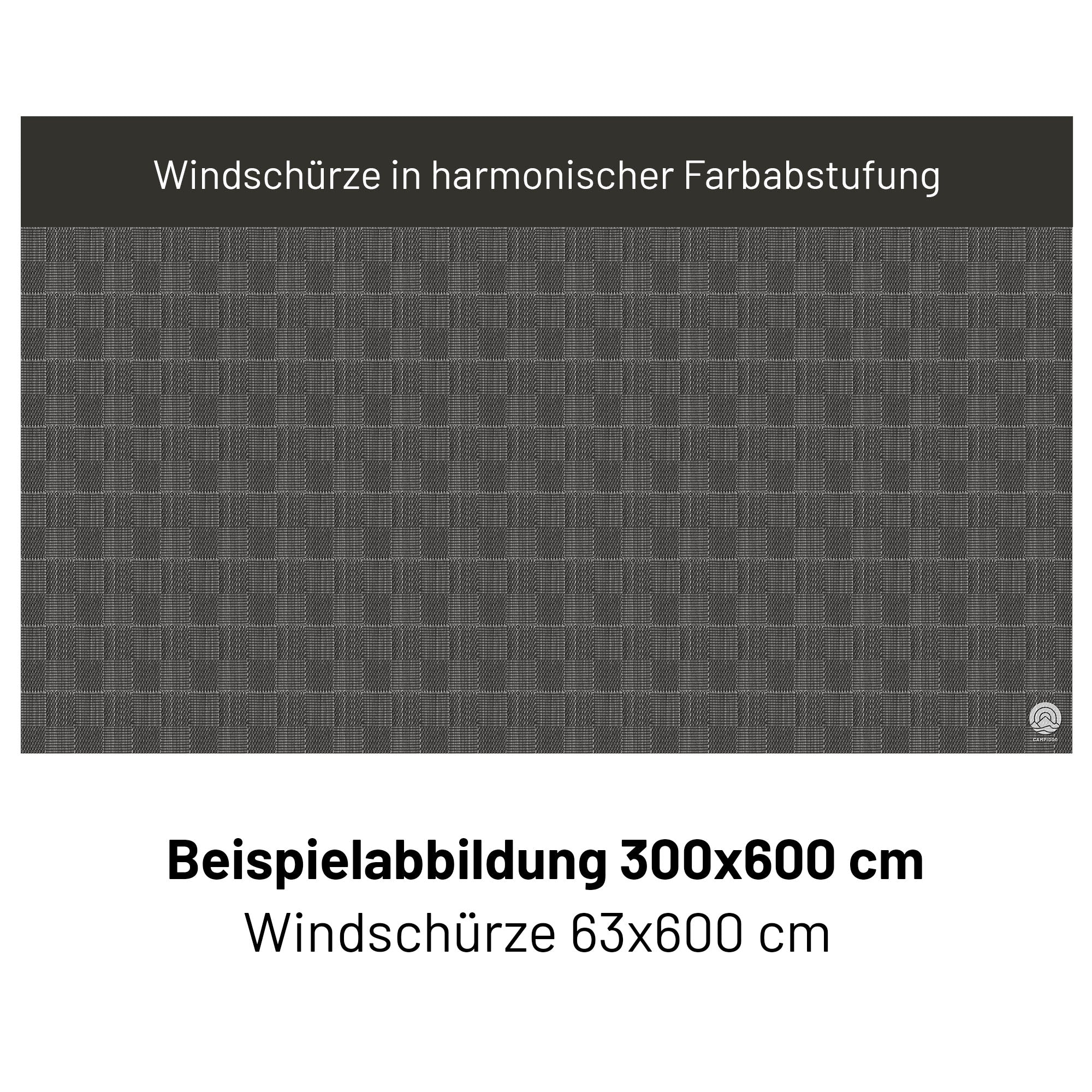 Zweiteiliger PVC Vorzeltteppich mit abnehmbarer Windschürze - "Schraffiert Grau"