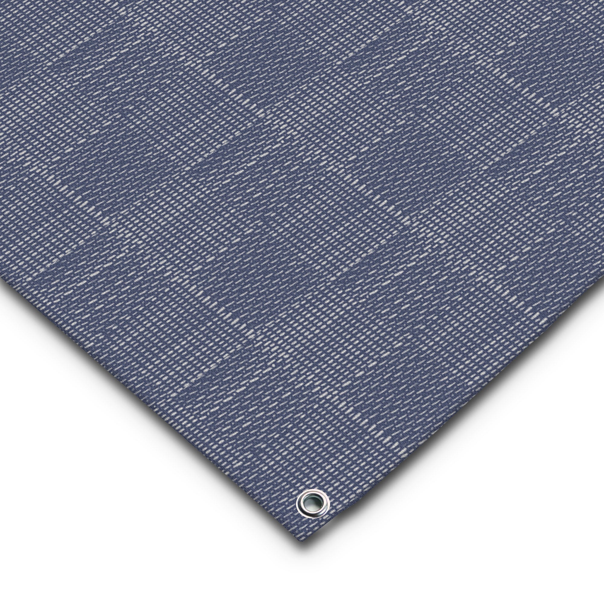 Zweiteiliger PVC Vorzeltteppich mit abnehmbarer Windschürze - "Schraffiert Blau"
