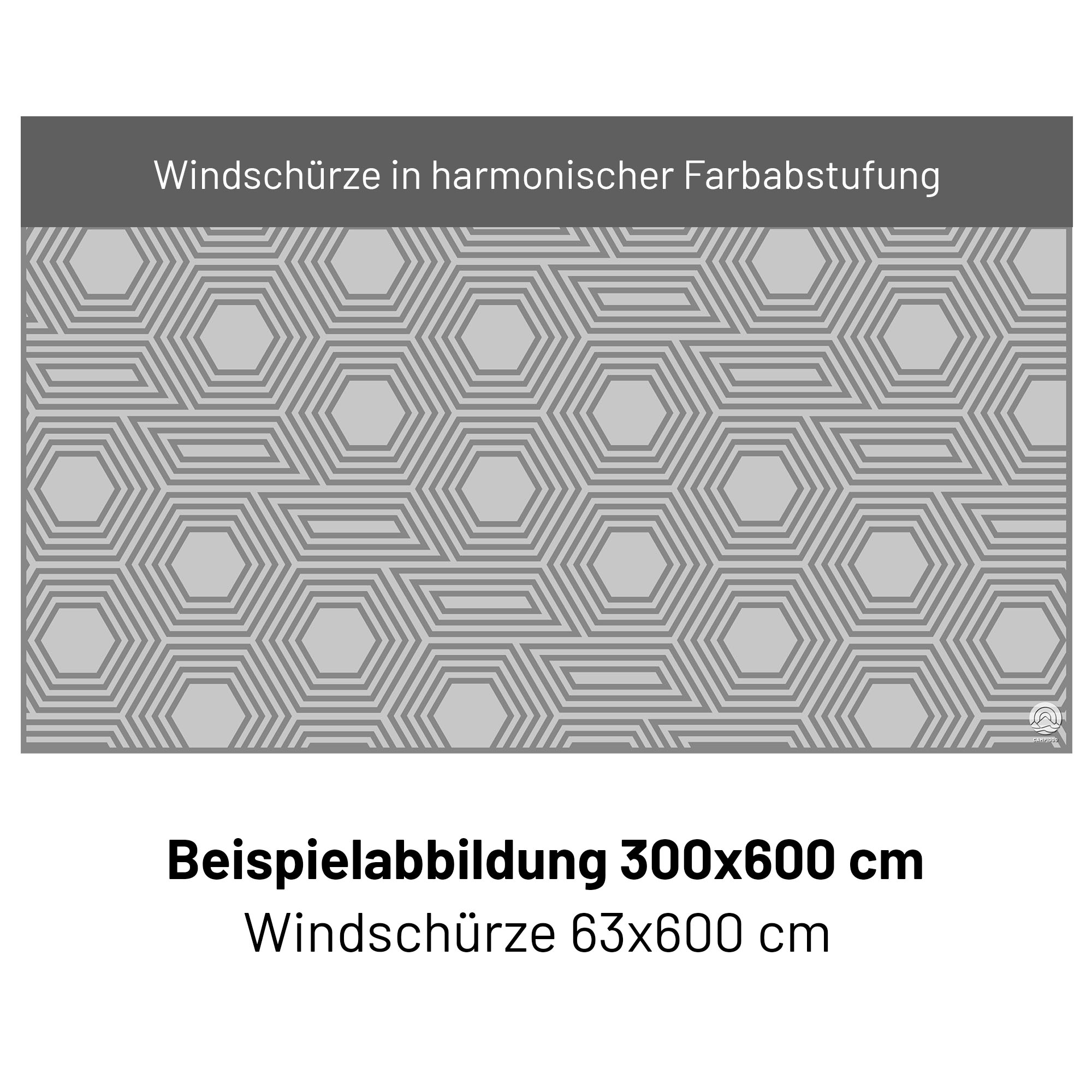 Zweiteiliger PVC Vorzeltteppich mit abnehmbarer Windschürze - "gemustertes Grau"