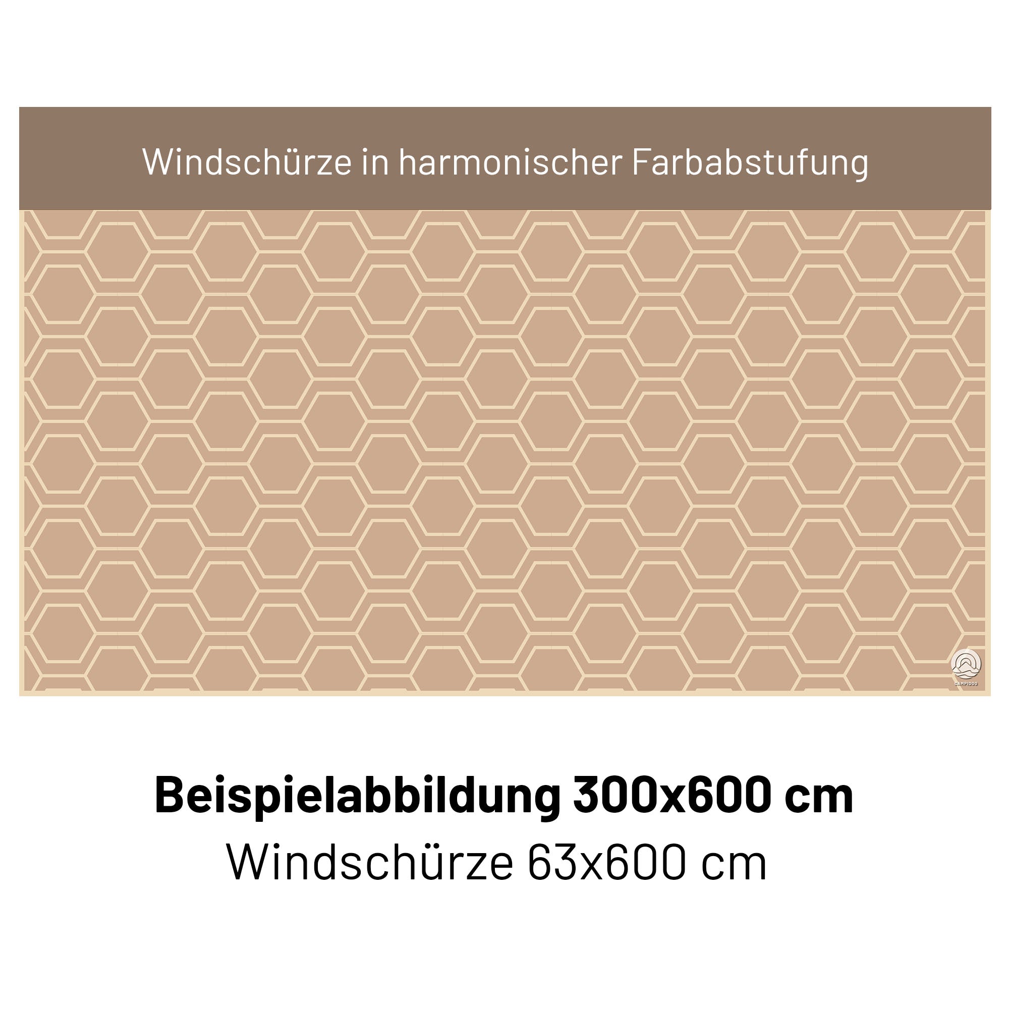 PREMIUM Vorzeltteppich mit abnehmbarer Windschürze - "Sechseck Beige"