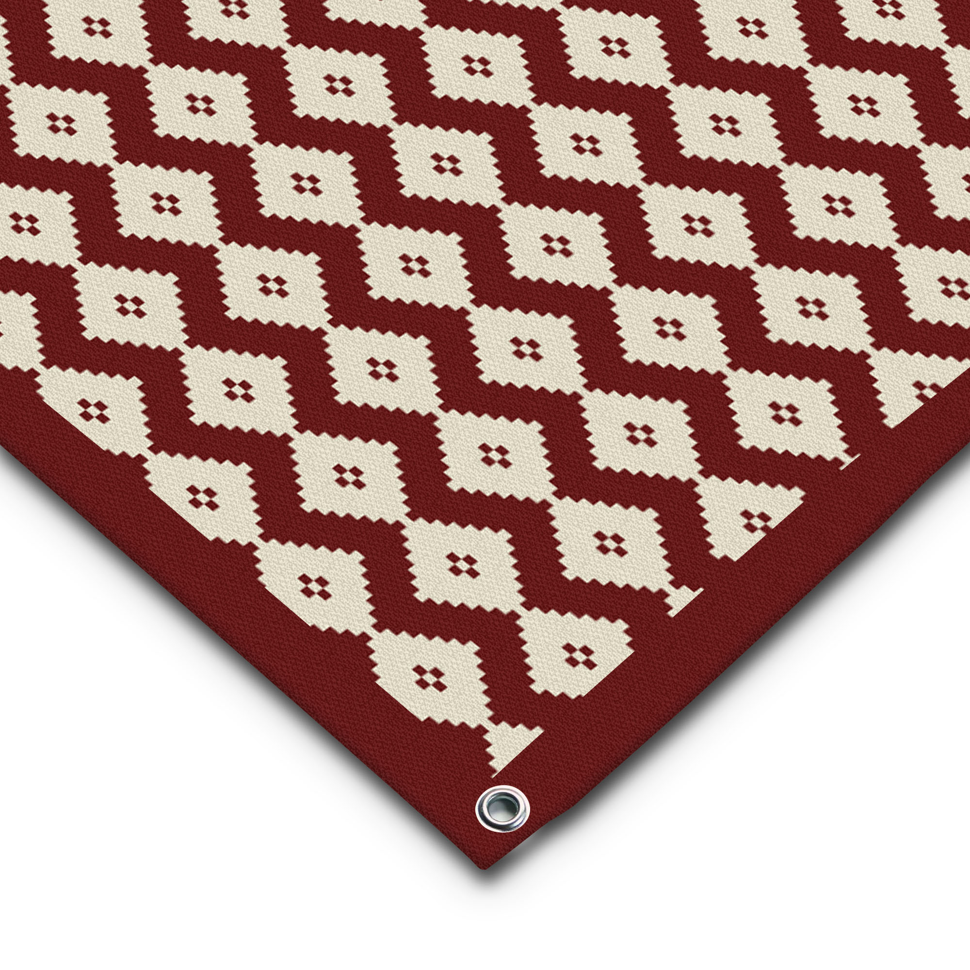 One-piece PVC awning carpet - "Rhombus Red White" 