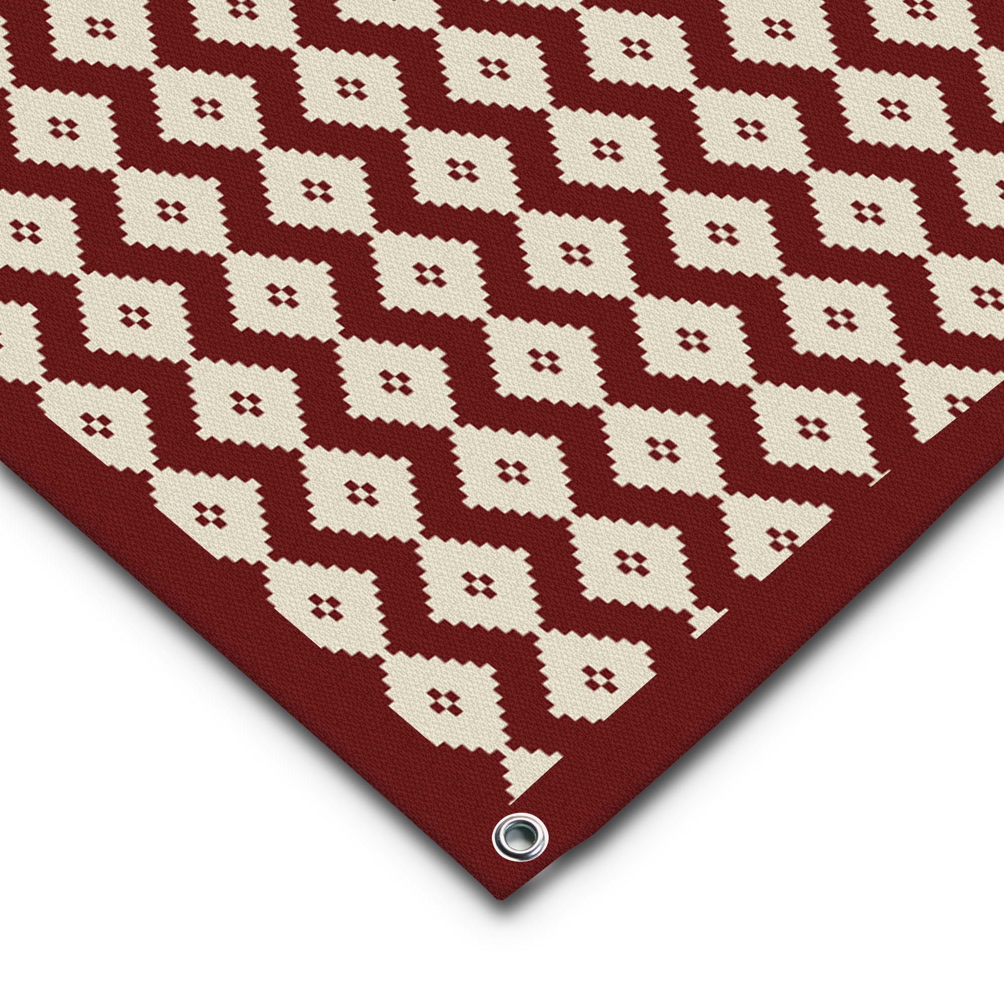 PREMIUM awning carpet with removable wind skirt - "Raute Red White"