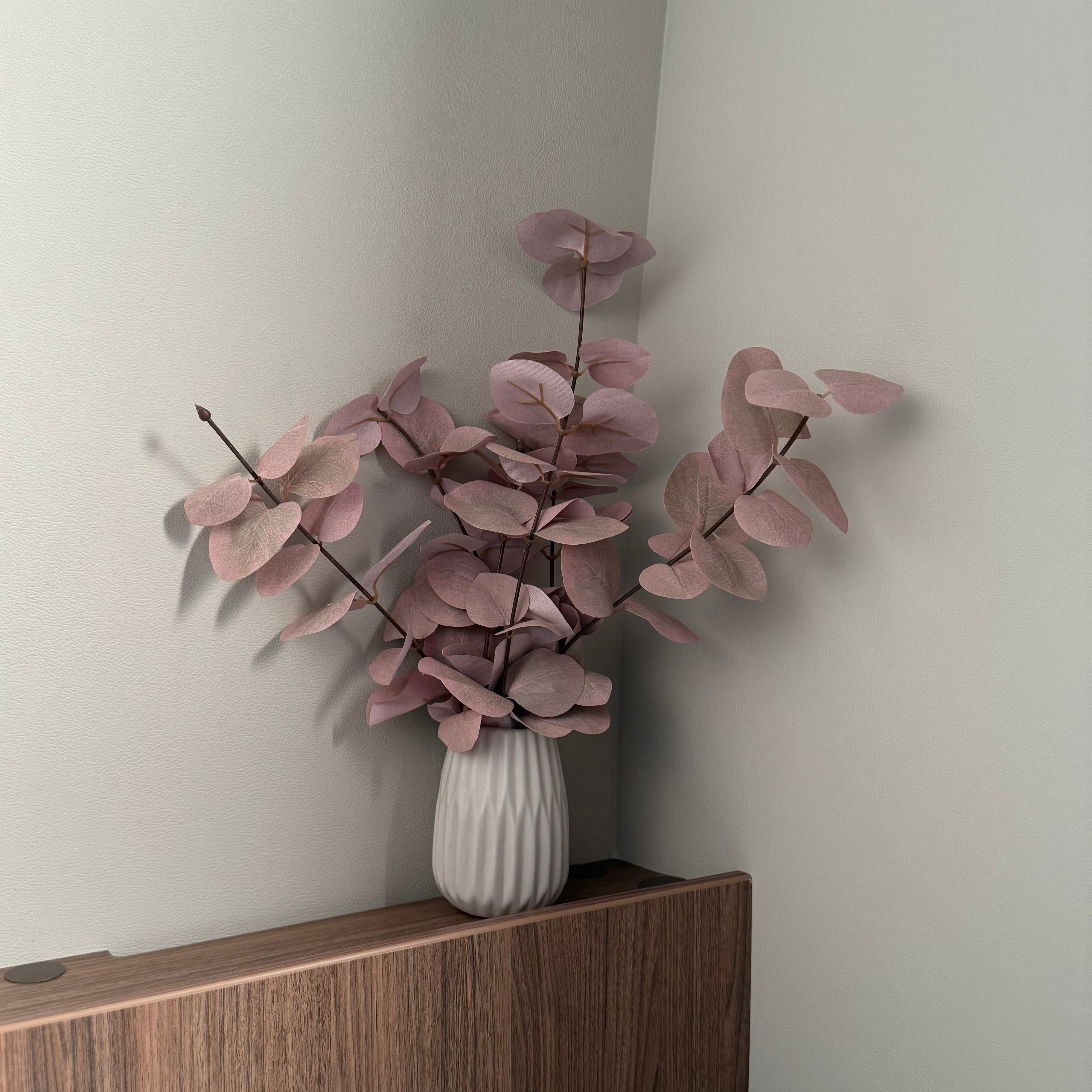 Decorative eucalyptus branch light pink