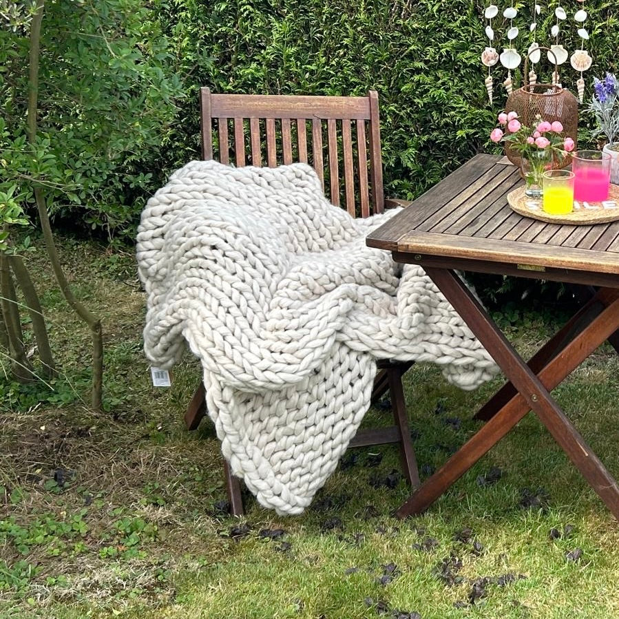 riesige Grobstrick Decke 150cm x 125cm