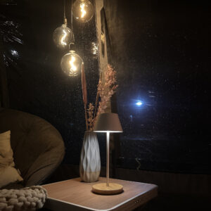 LED touch lamp with bamboo base