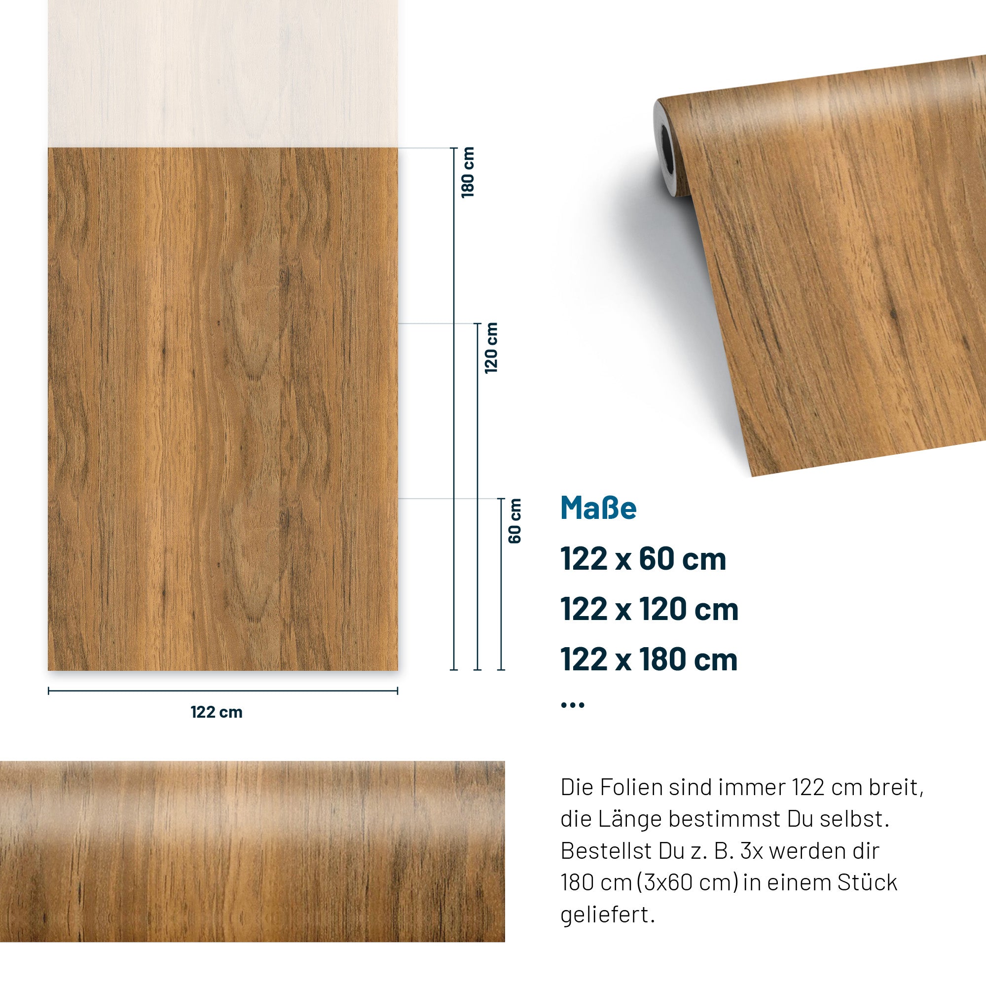 3D Holz-Dekor Möbelfolie Aged Walnut