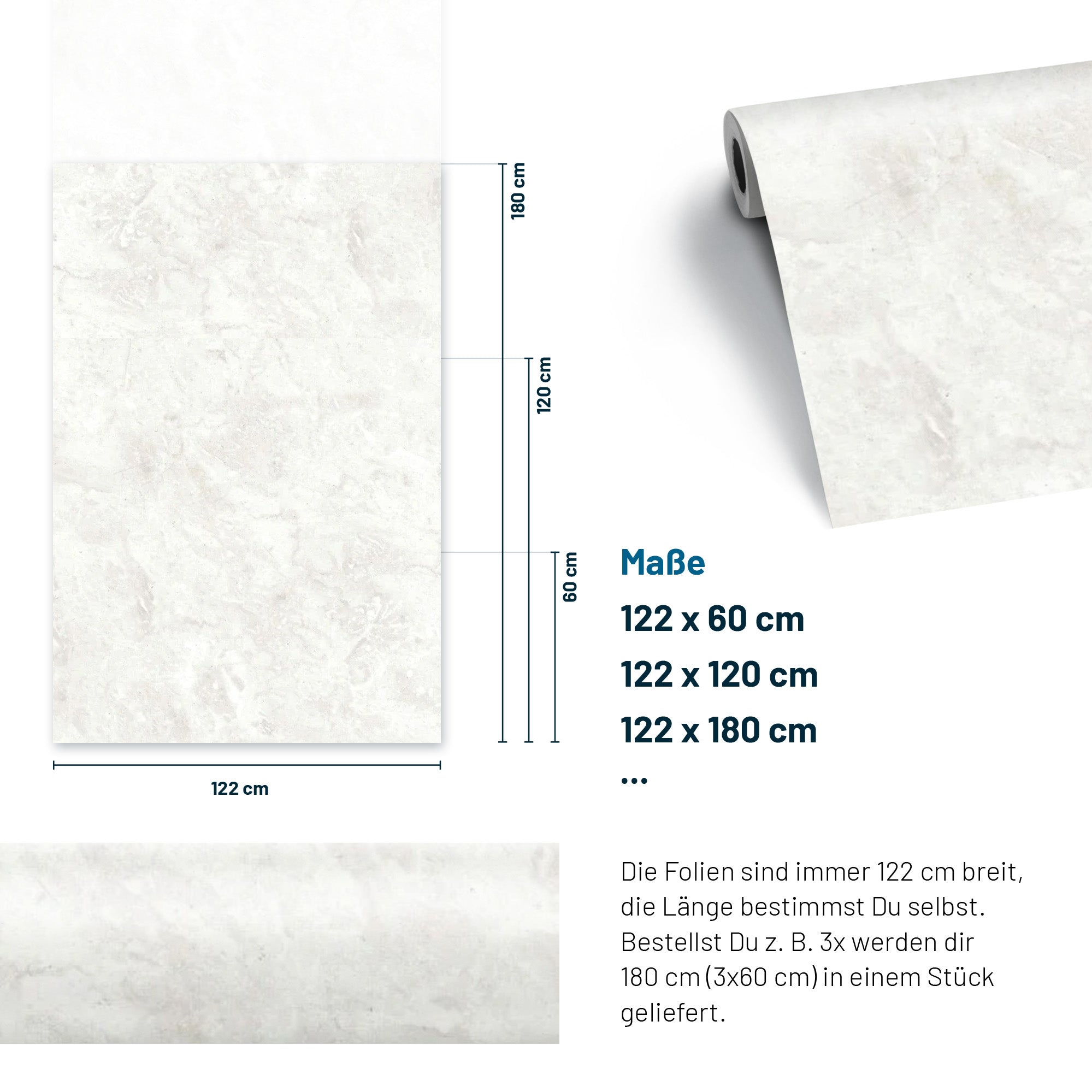 3D Naturstein-Dekor Möbelfolie Marmor Crema