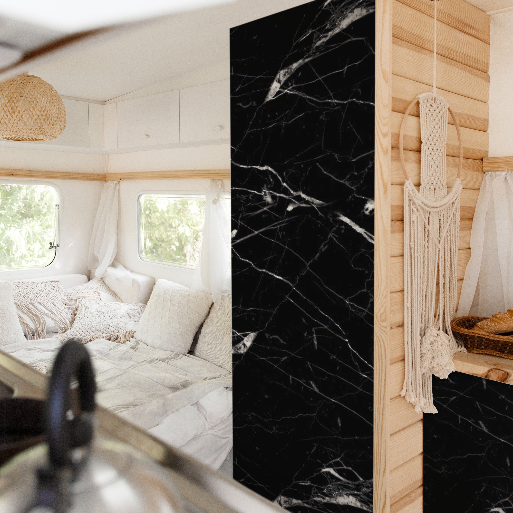 3D Naturstein-Dekor Möbelfolie Marmor Nero Marquina