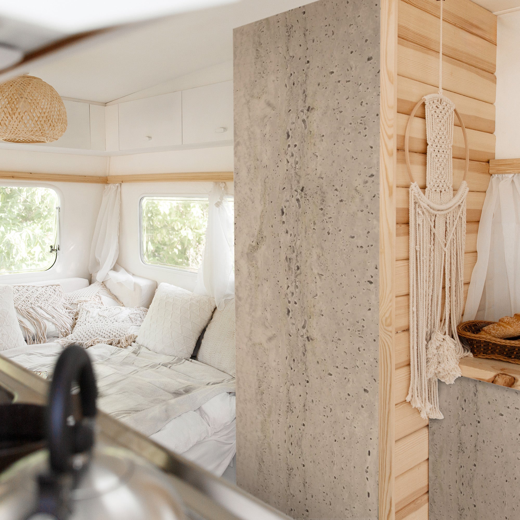 3D Naturstein-Dekor Möbelfolie Marmor Raw Travertine