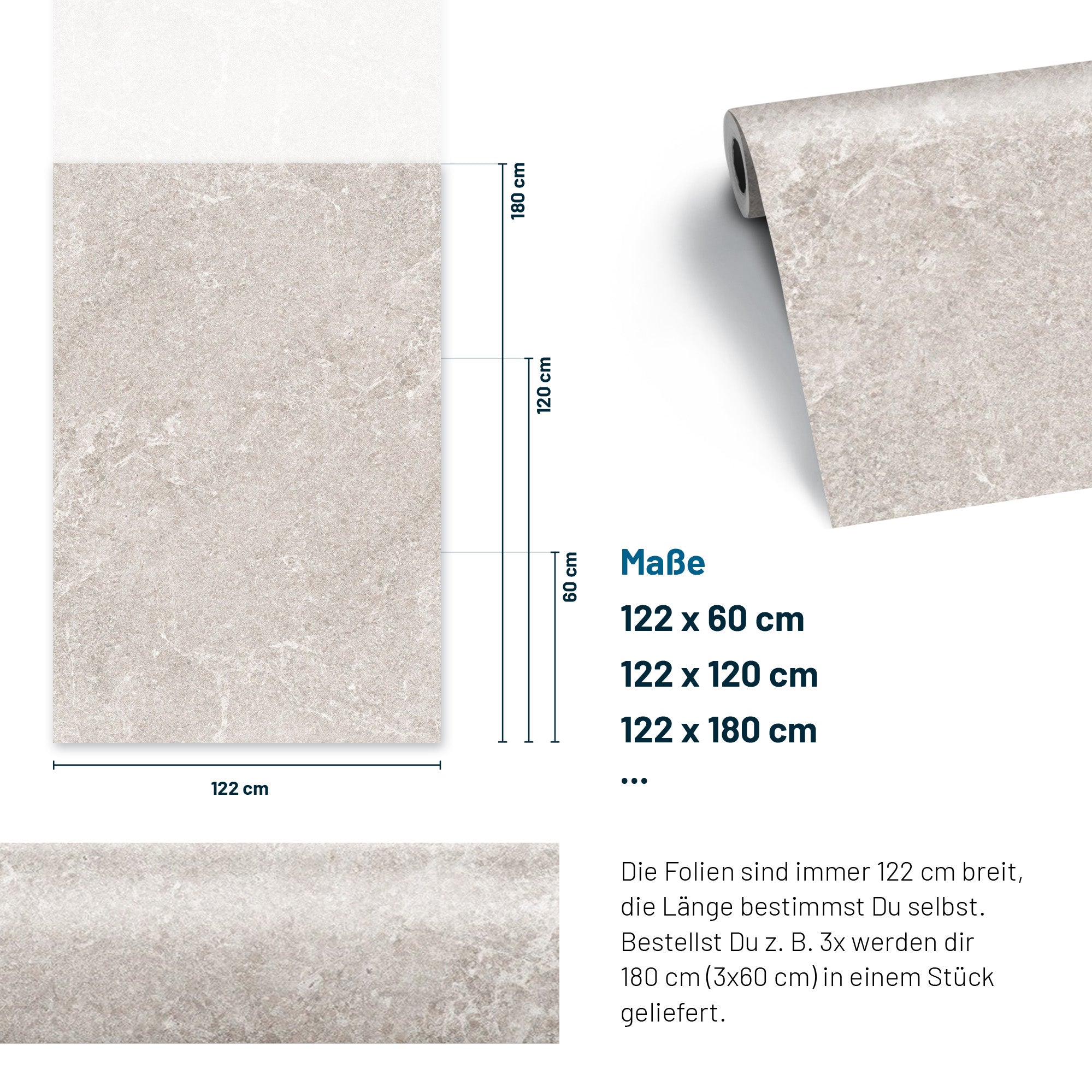 3D Naturstein-Dekor Möbelfolie Marmor Tundra