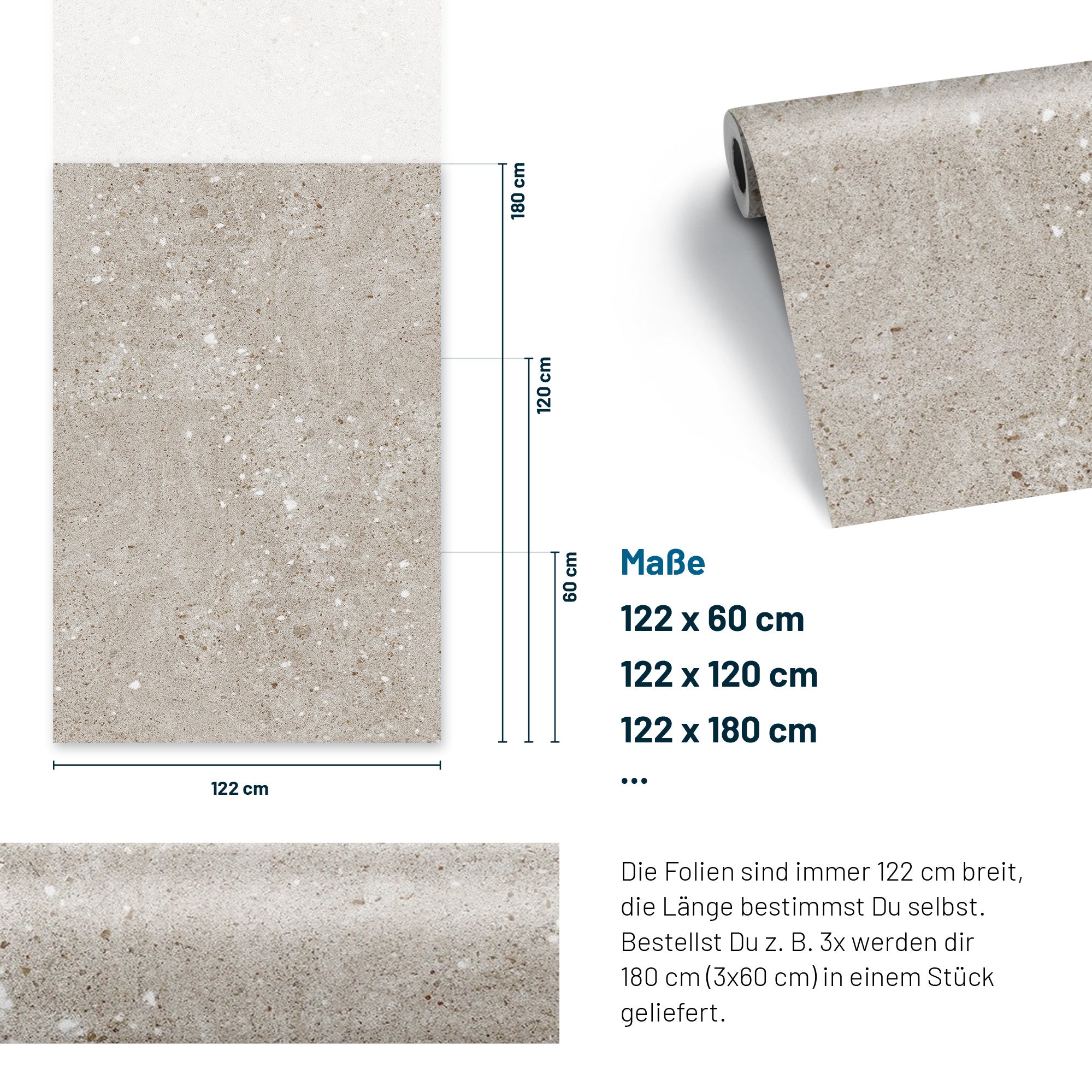 3D Naturstein-Dekor Möbelfolie Terrazzo Beige