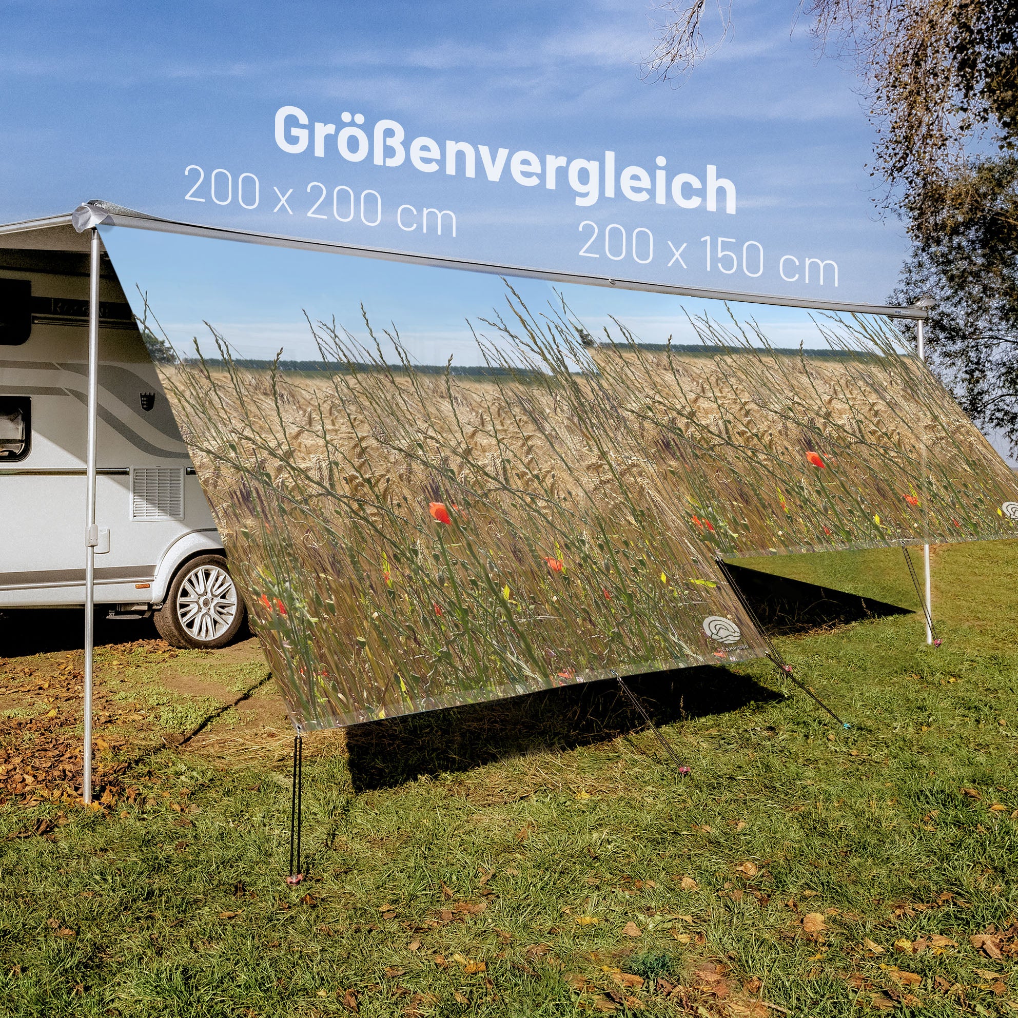 PVC Camping Sonnenschutz - Motiv KORNWIESE 150cm Hoch