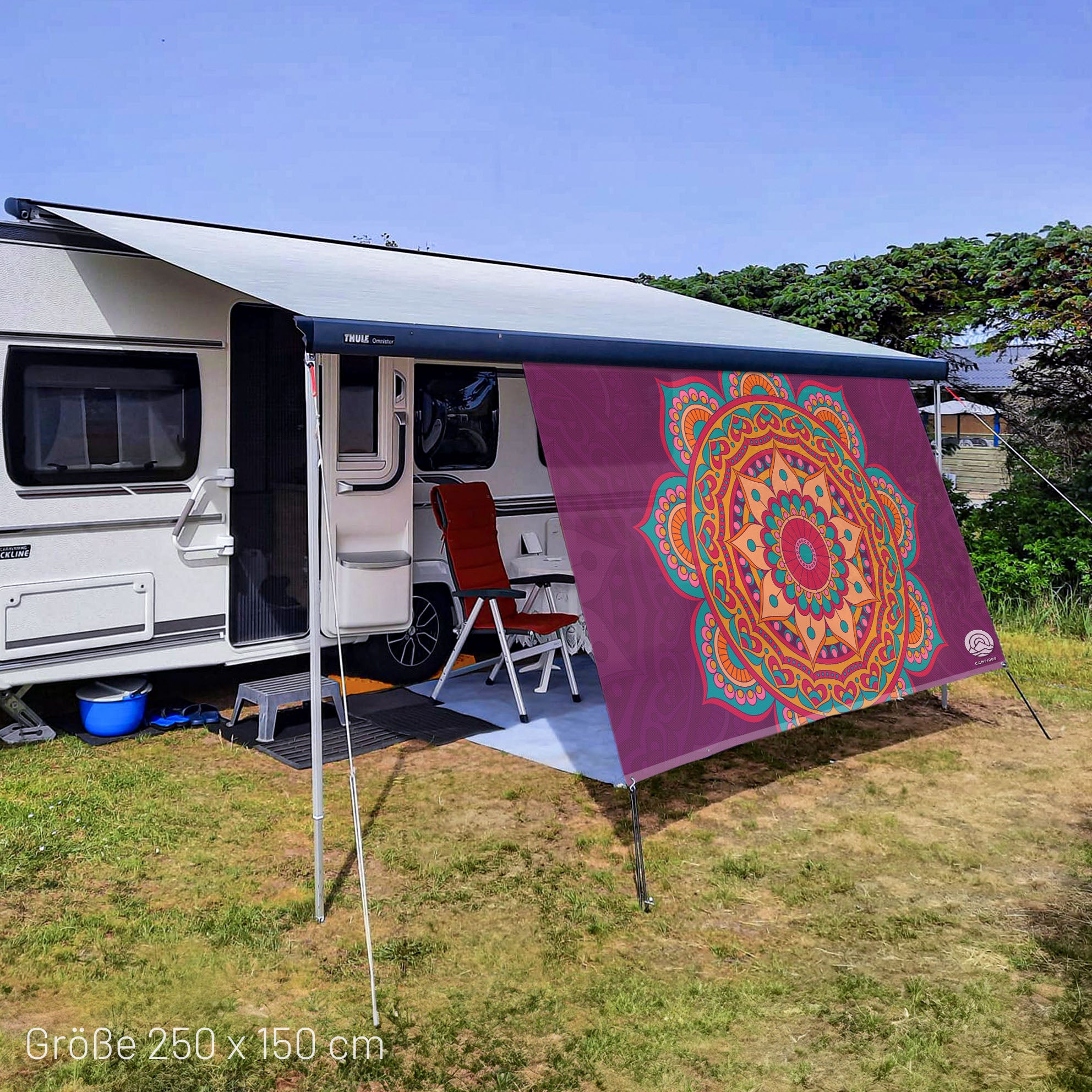 PVC Camping Sonnenschutz - Motiv MANDALA PURPLE 150cm Hoch