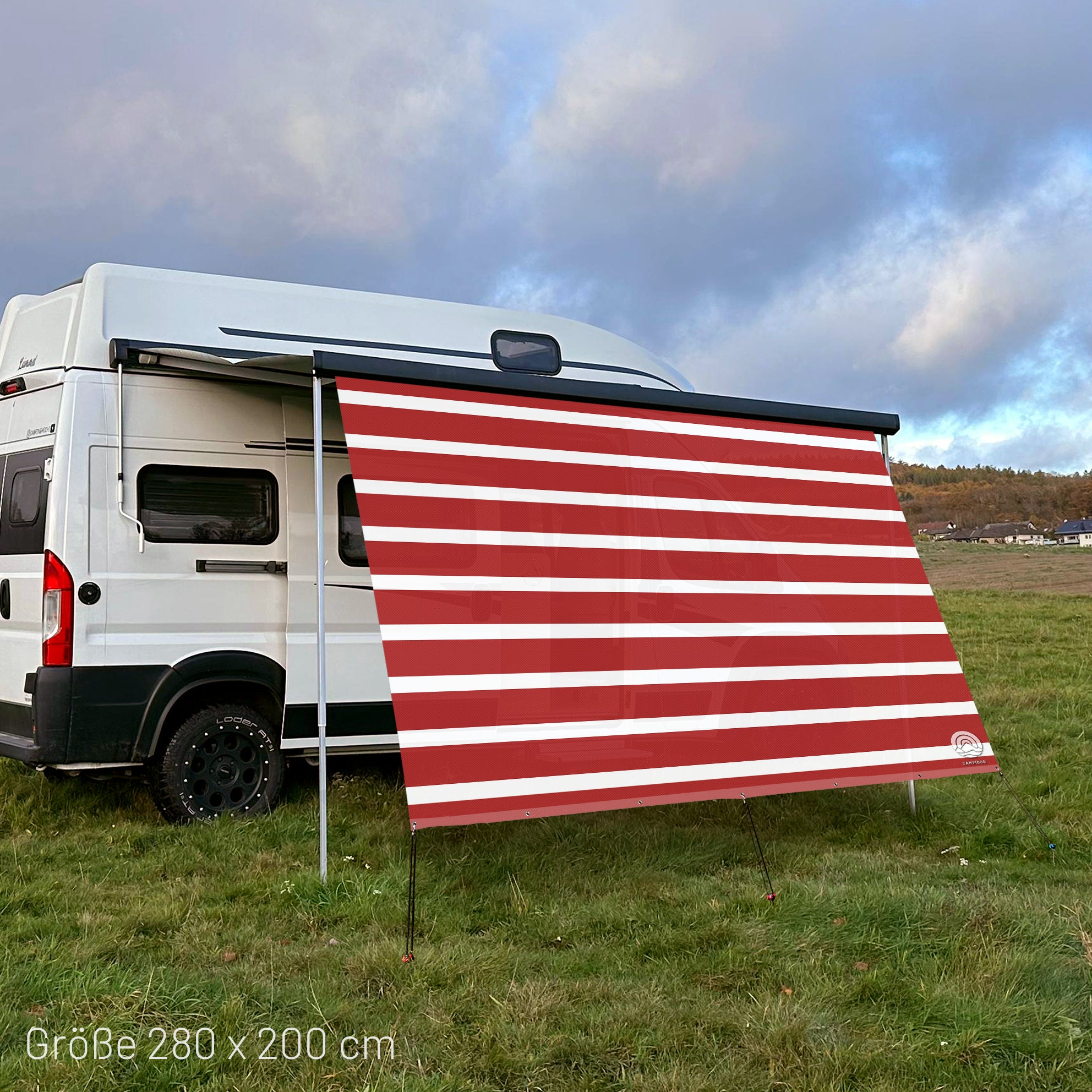 Sonnensegel HORIZONT STRIPE Weiß/Rot
