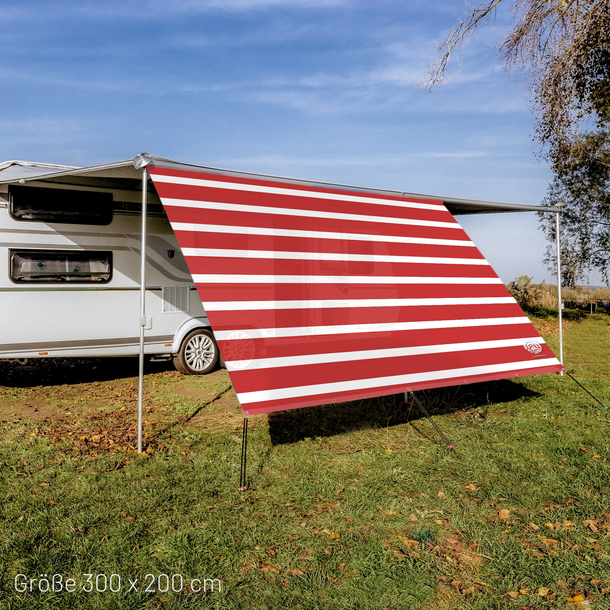 Sonnensegel HORIZONT STRIPE Weiß/Rot