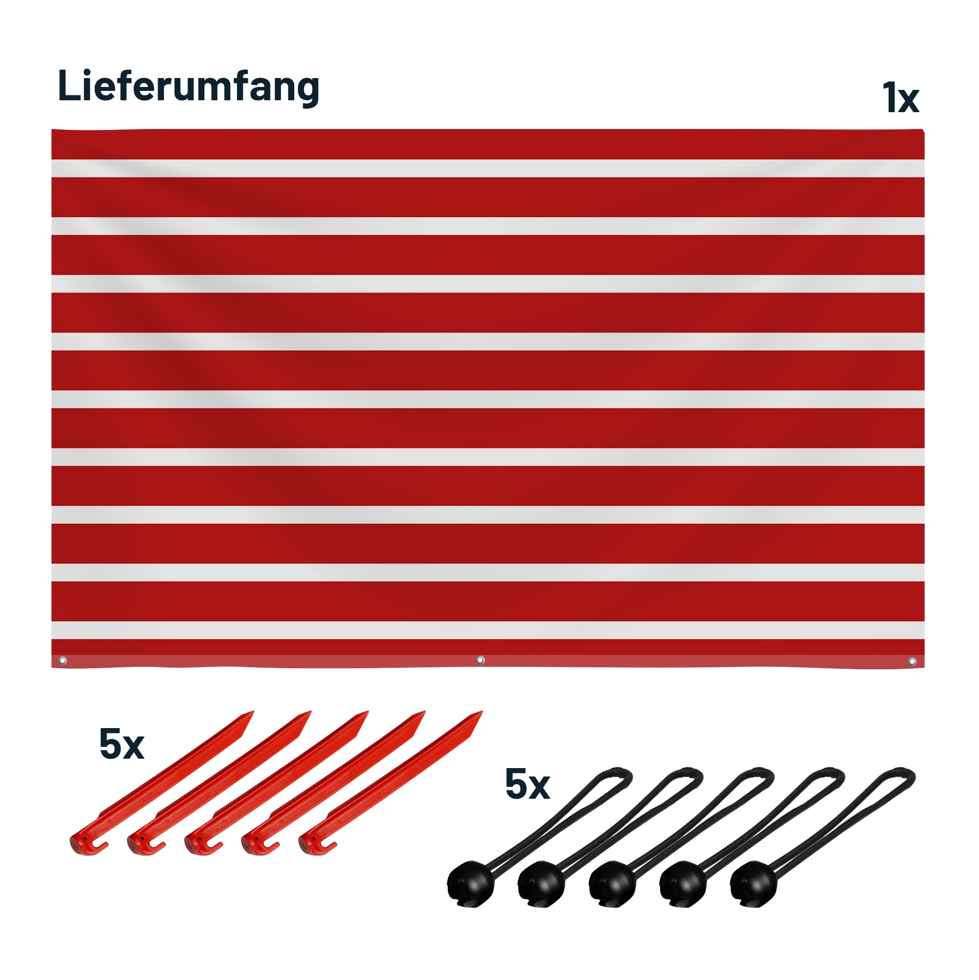 Sonnensegel HORIZONT STRIPE Weiß/Rot