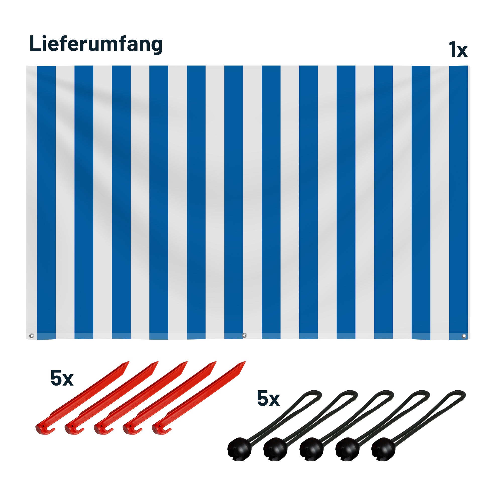 Sonnensegel STRIPE Weiß/Blau