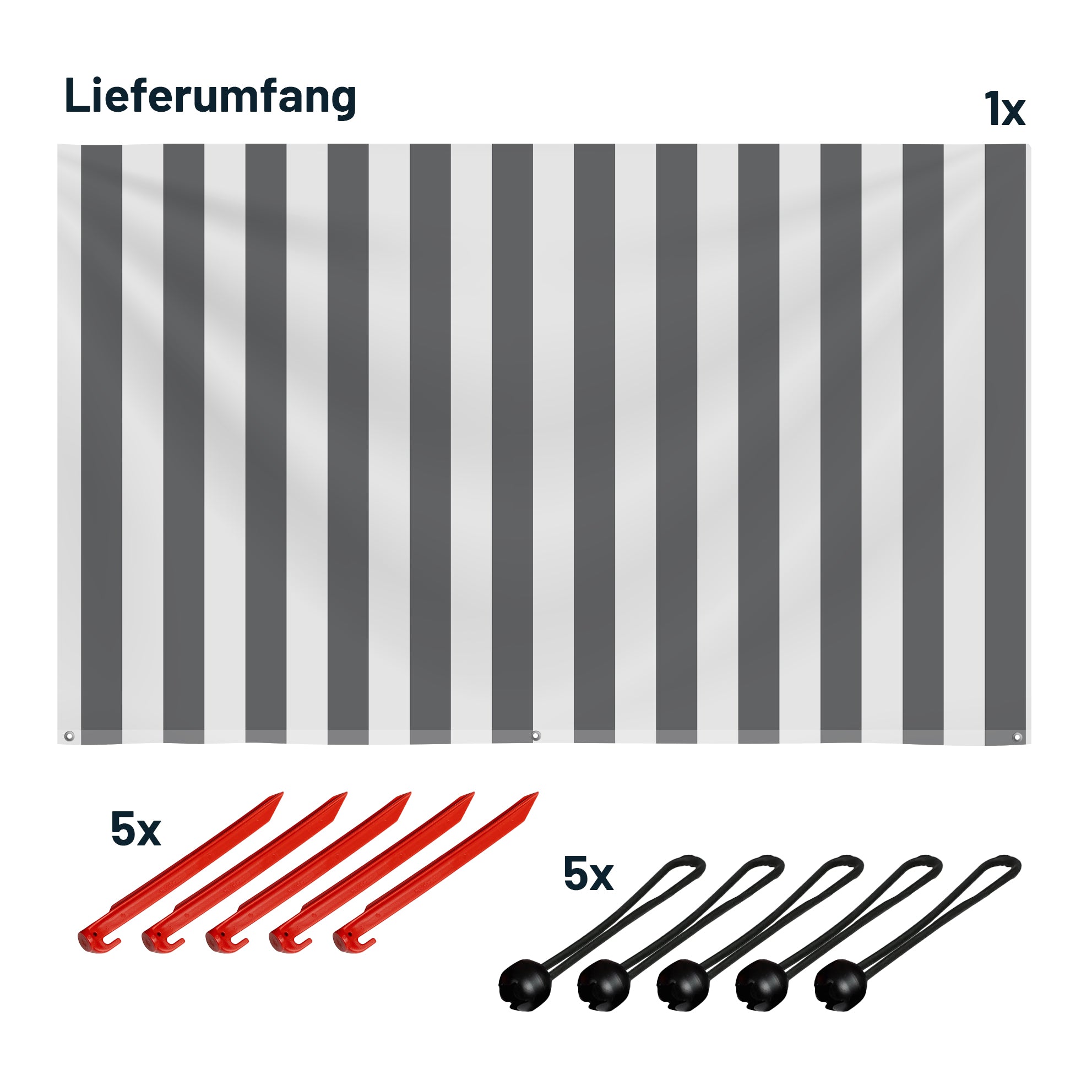 Sonnensegel STRIPE Weiß/Grau