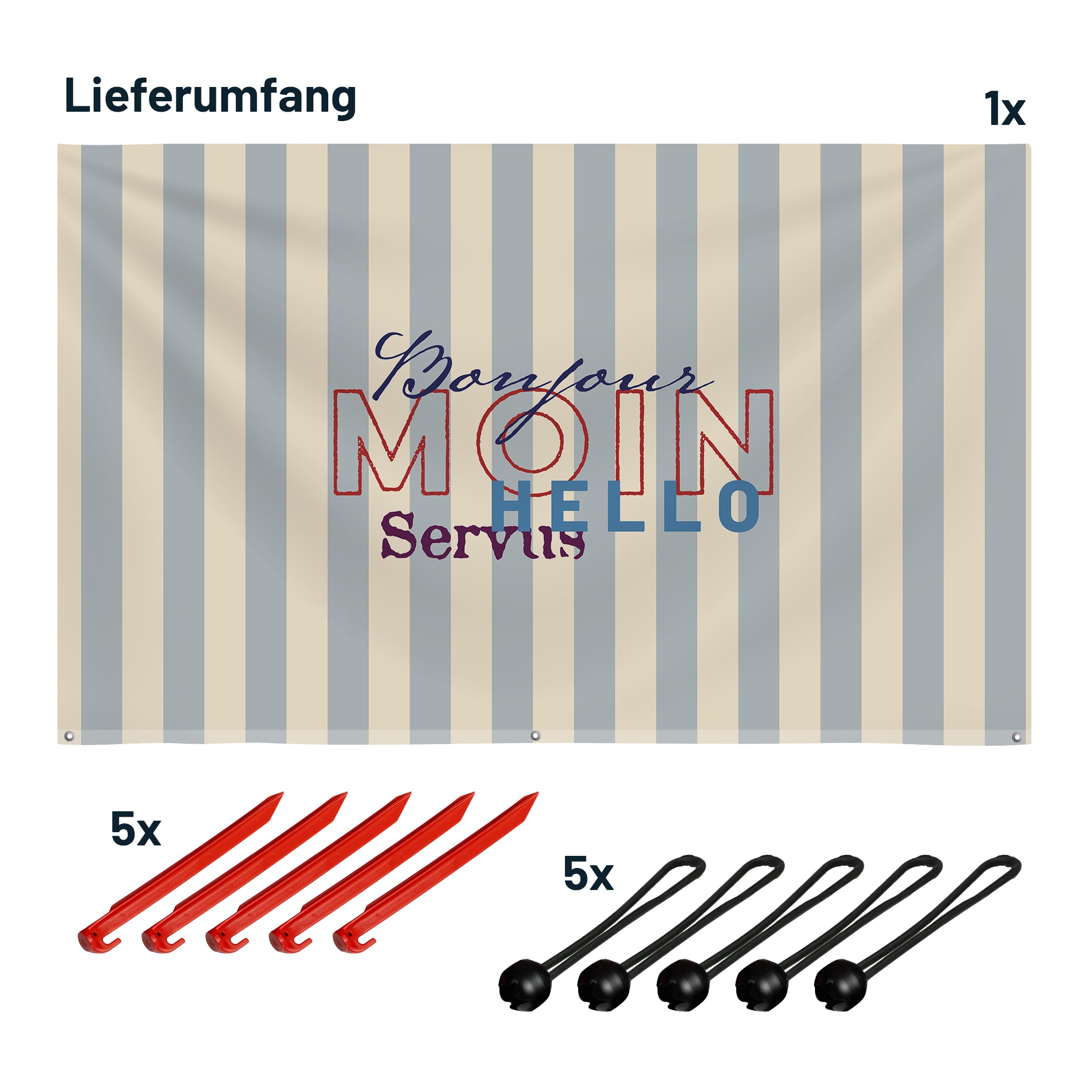 Sonnensegel STRIPE MOIN Beige/Blau