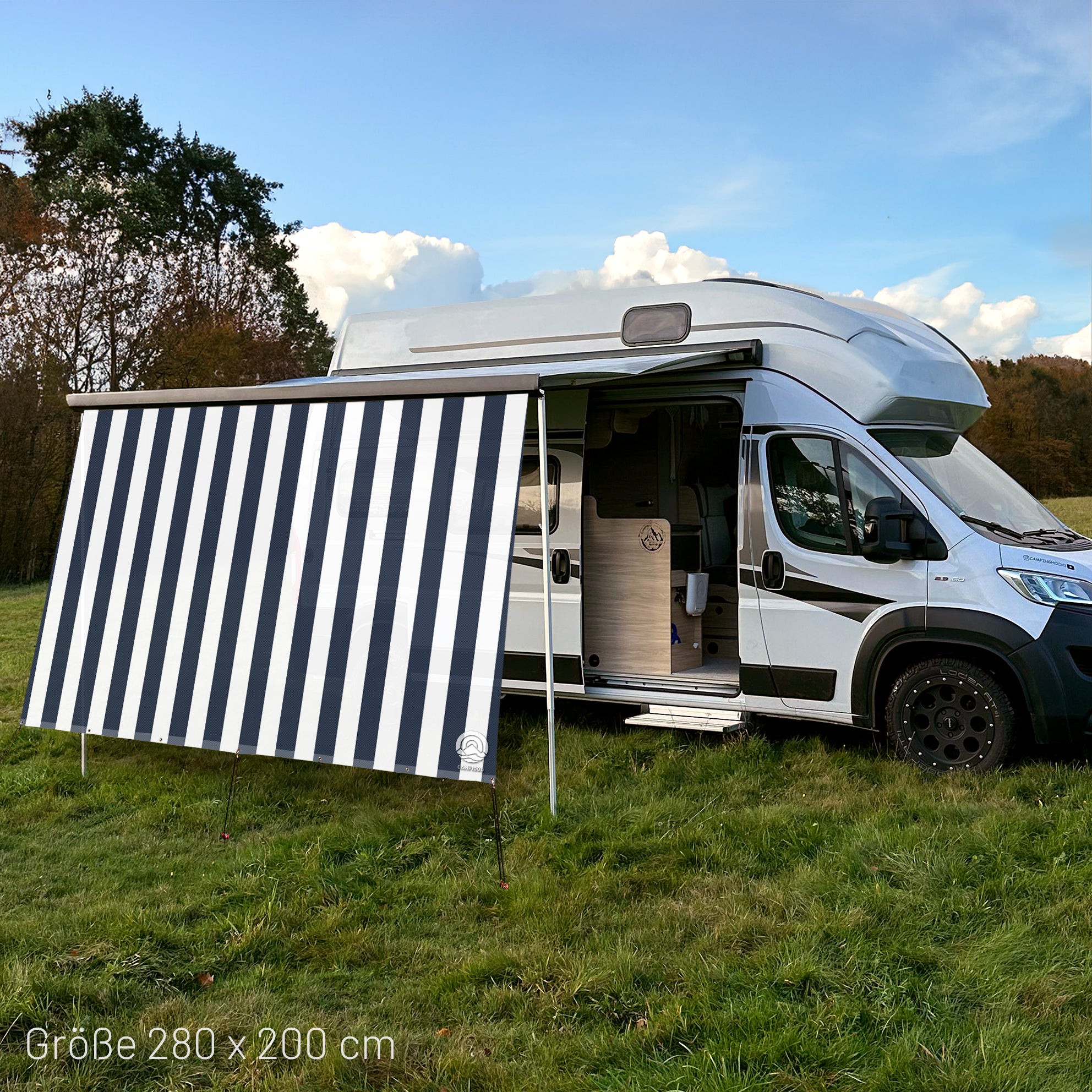 Sonnensegel STRIPE Weiß/Navy