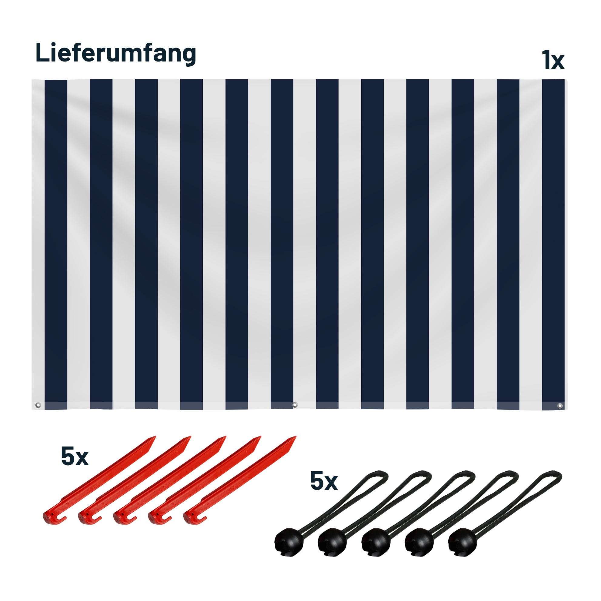 Sonnensegel STRIPE Weiß/Navy