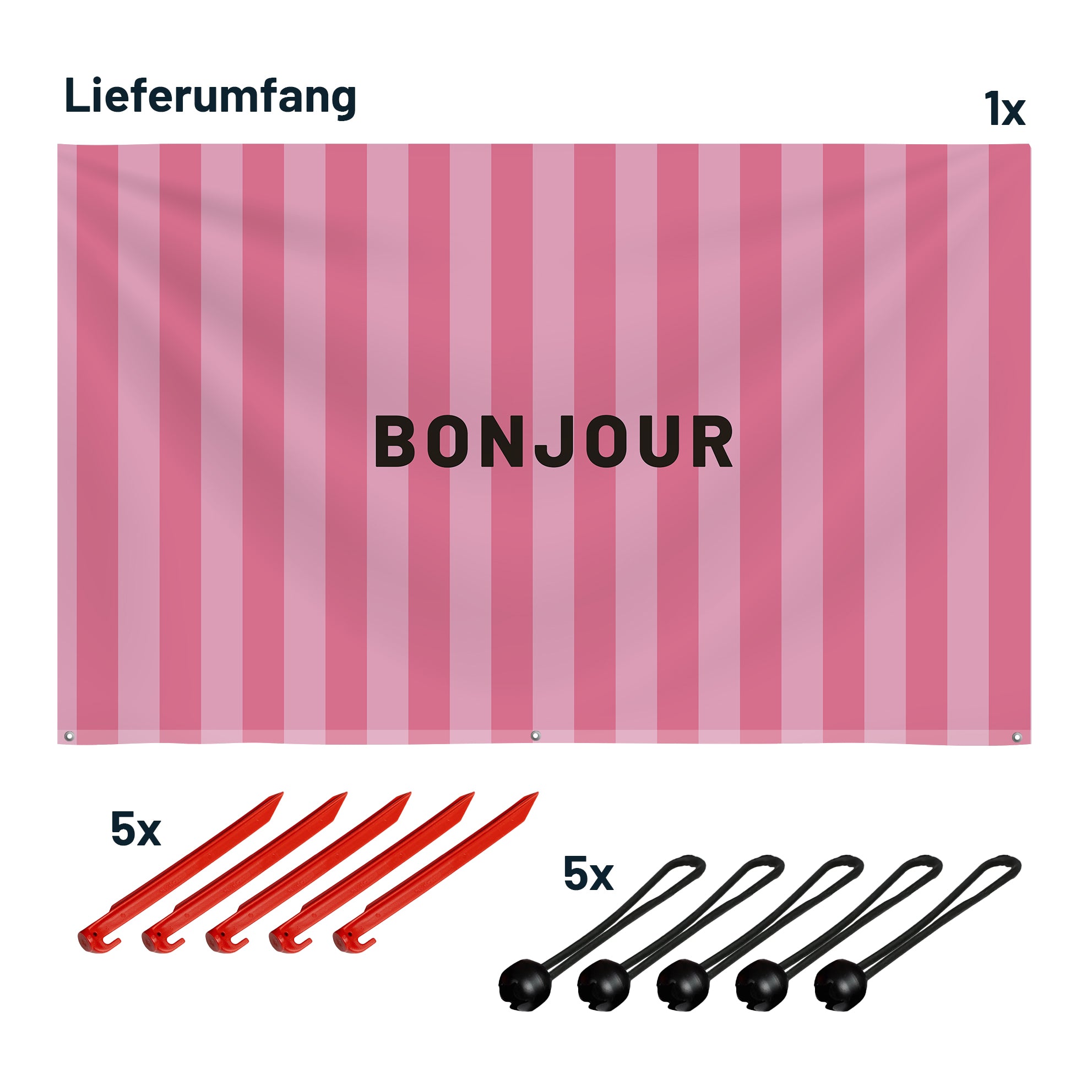 Sonnensegel STRIPE DEIN TEXT Rosa