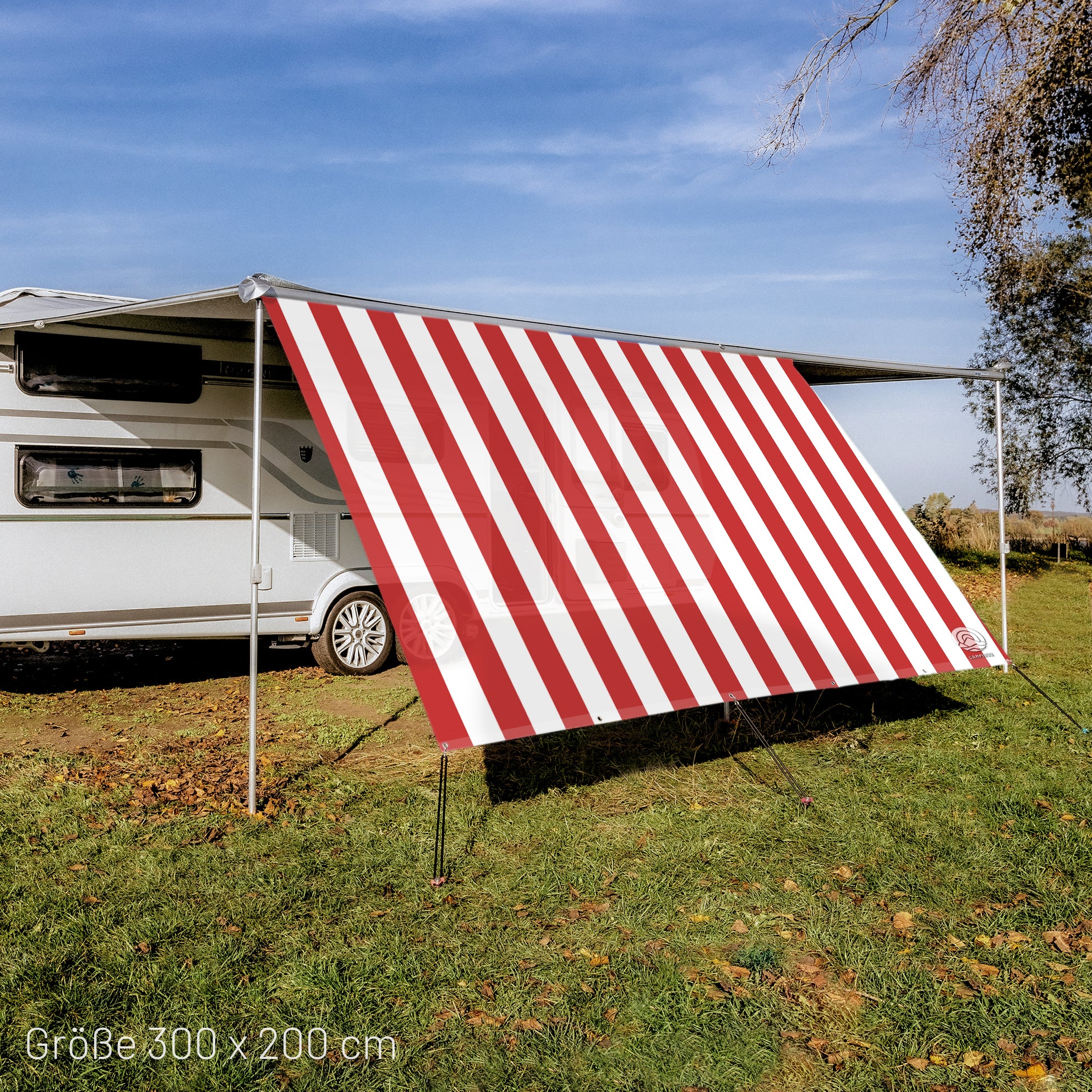 Sonnensegel STRIPE Weiß/Rot