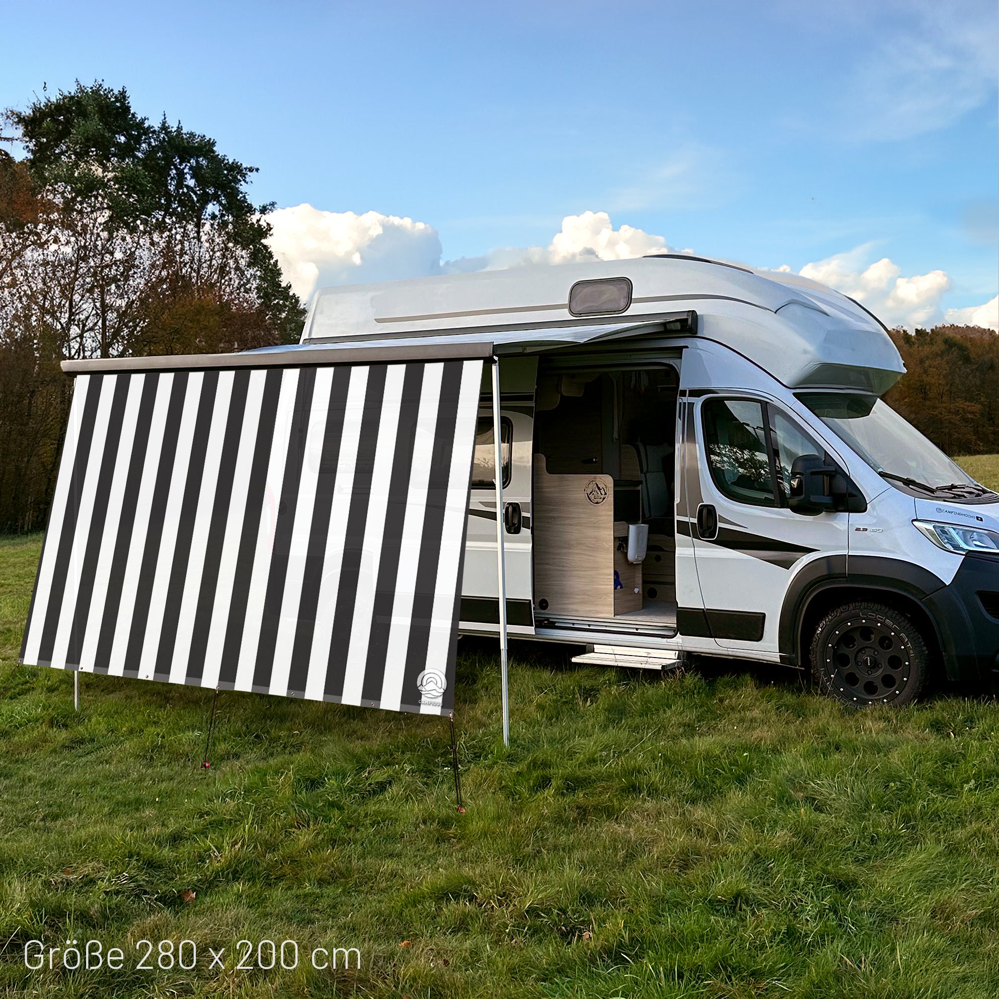Sonnensegel STRIPE Weiß/Schwarz