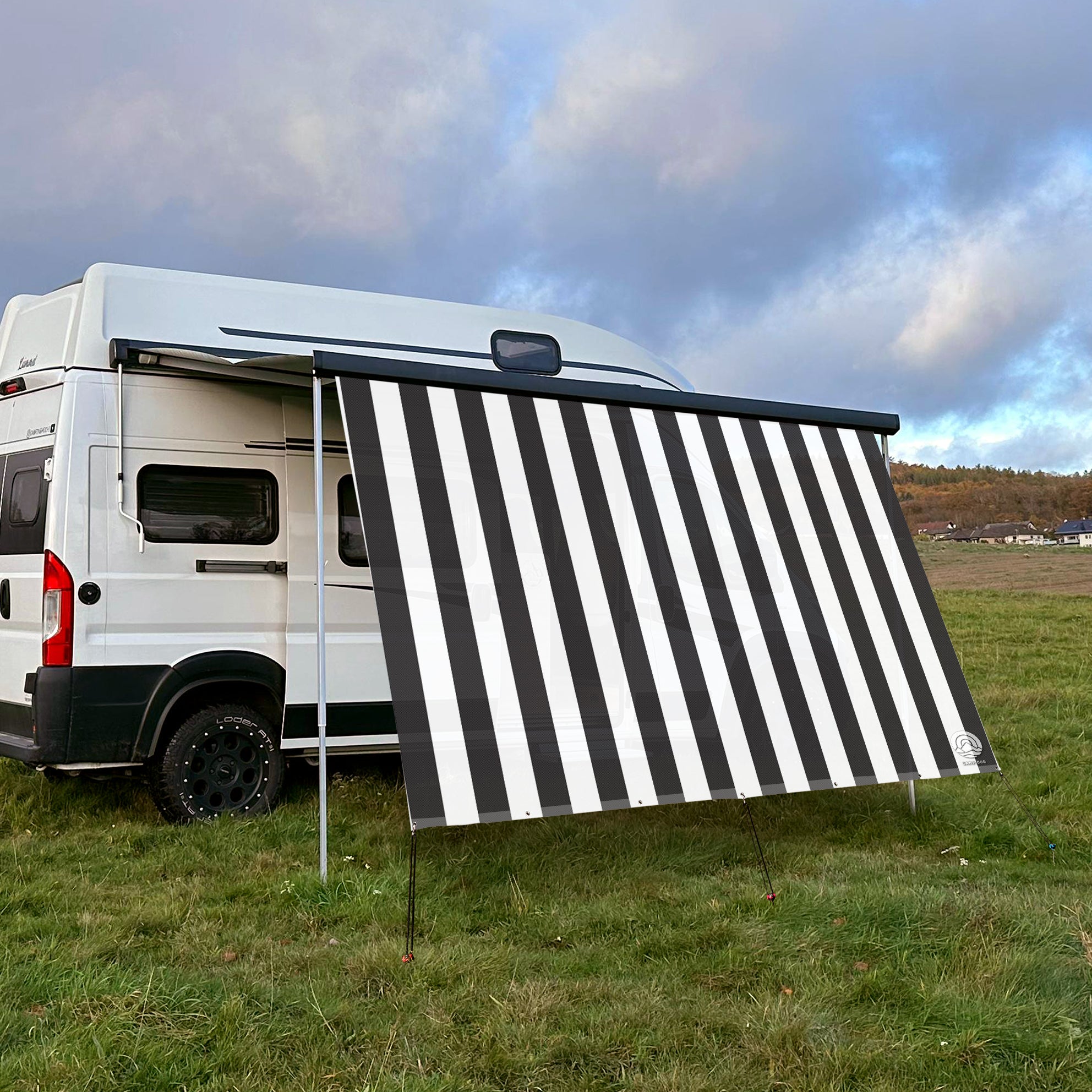 Sonnensegel STRIPE Weiß/Schwarz