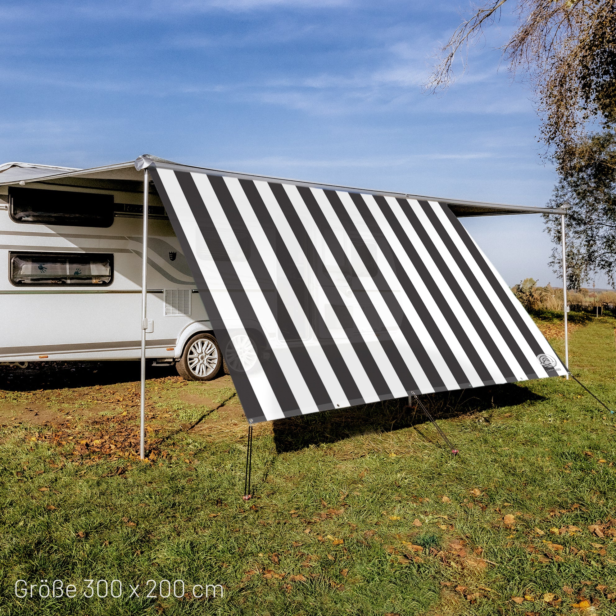 Sonnensegel STRIPE Weiß/Schwarz