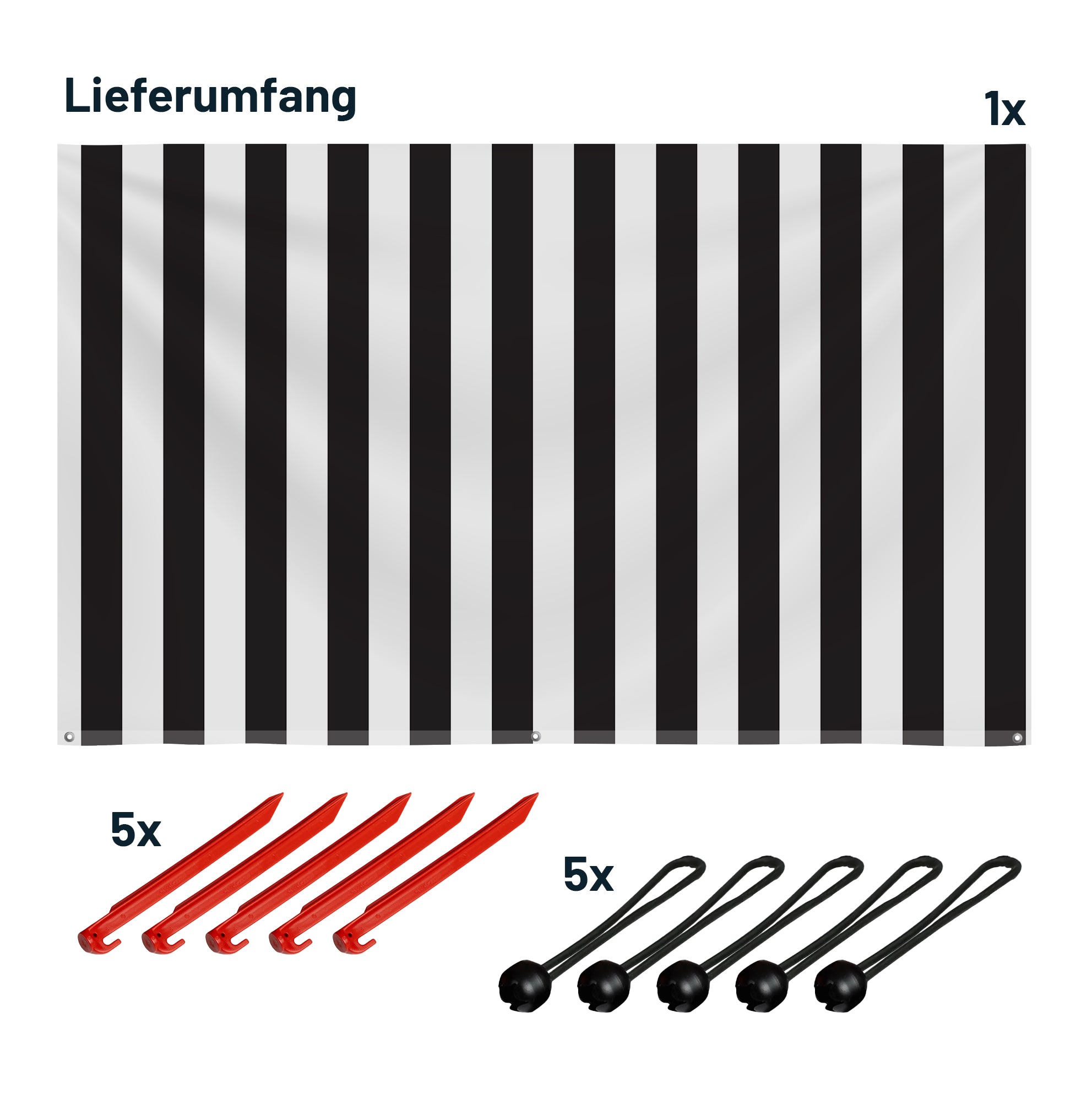 Sonnensegel STRIPE Weiß/Schwarz