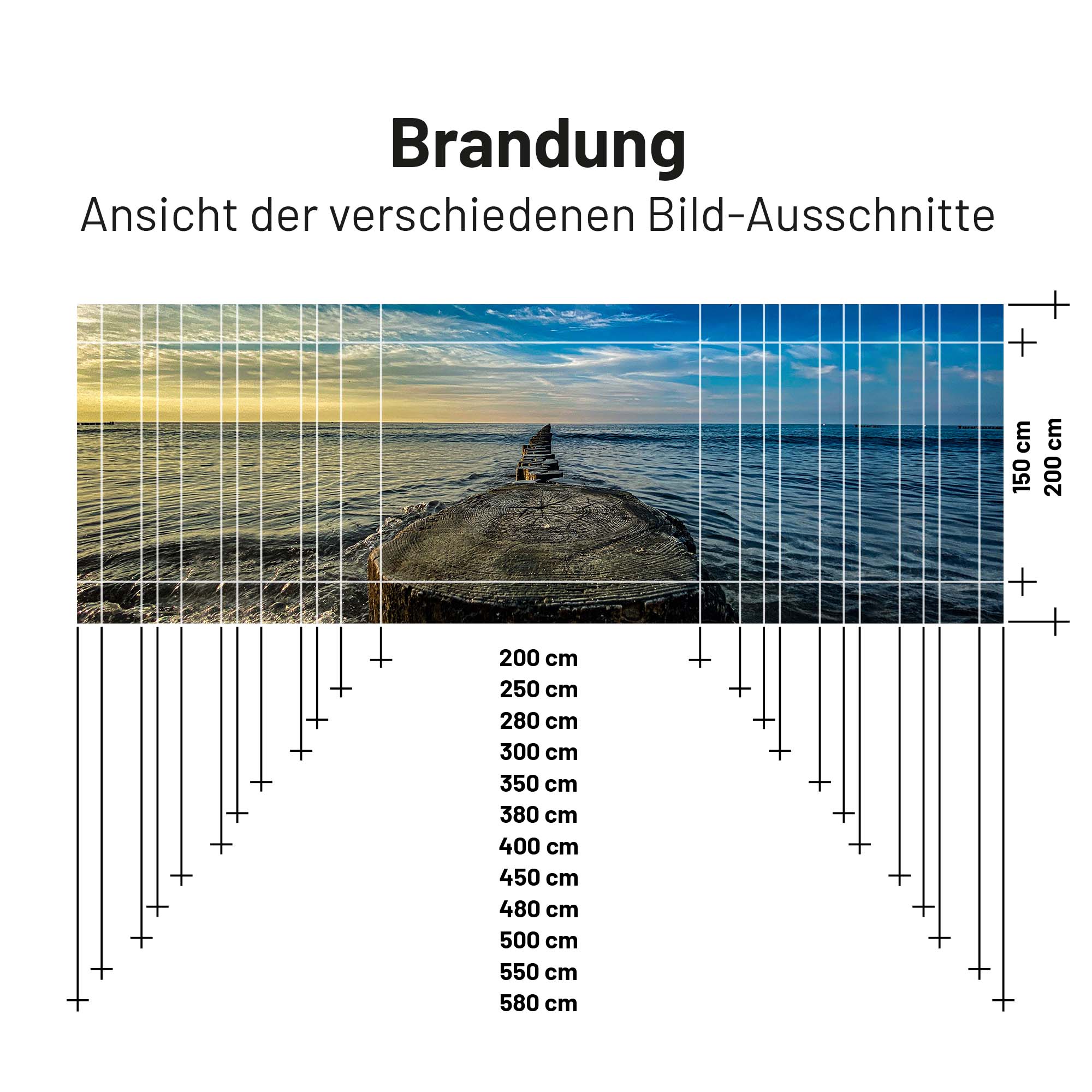 PVC Camping Sonnenschutz - Motiv BRANDUNG 150cm Hoch