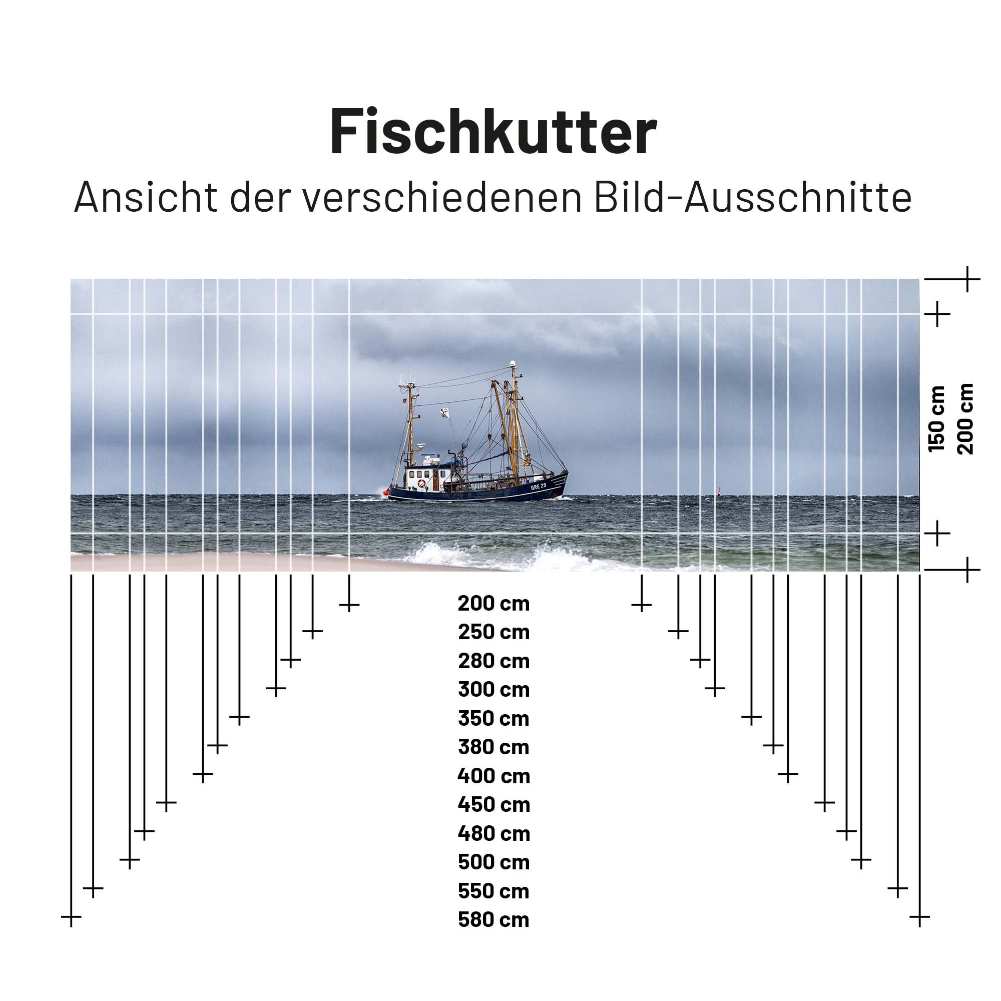 Textile sun sail FISCHKUTTER 200cm high